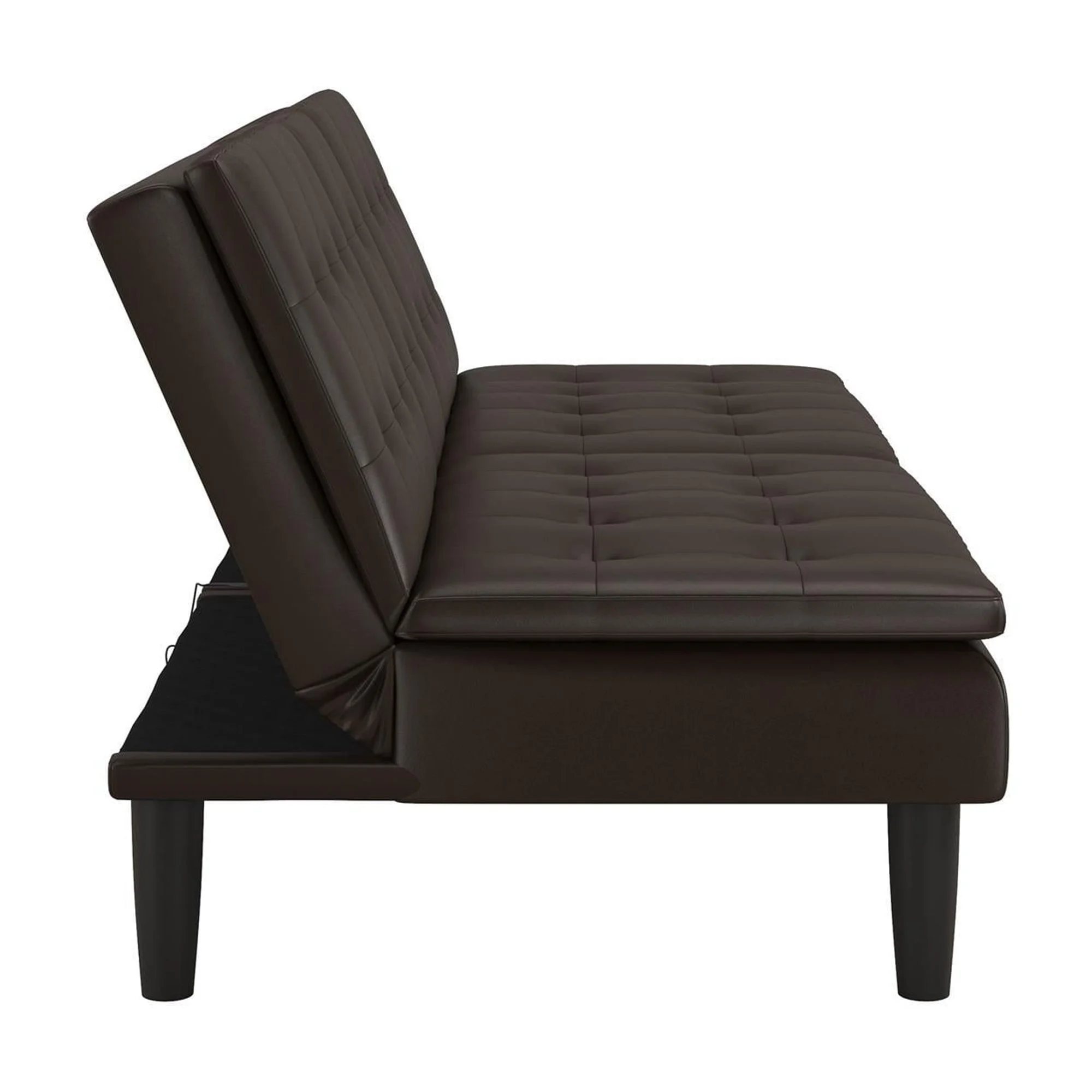 Mainstays Memory Foam 71.5" Futon with Cupholder and USB, Black Faux Leather - Image 68