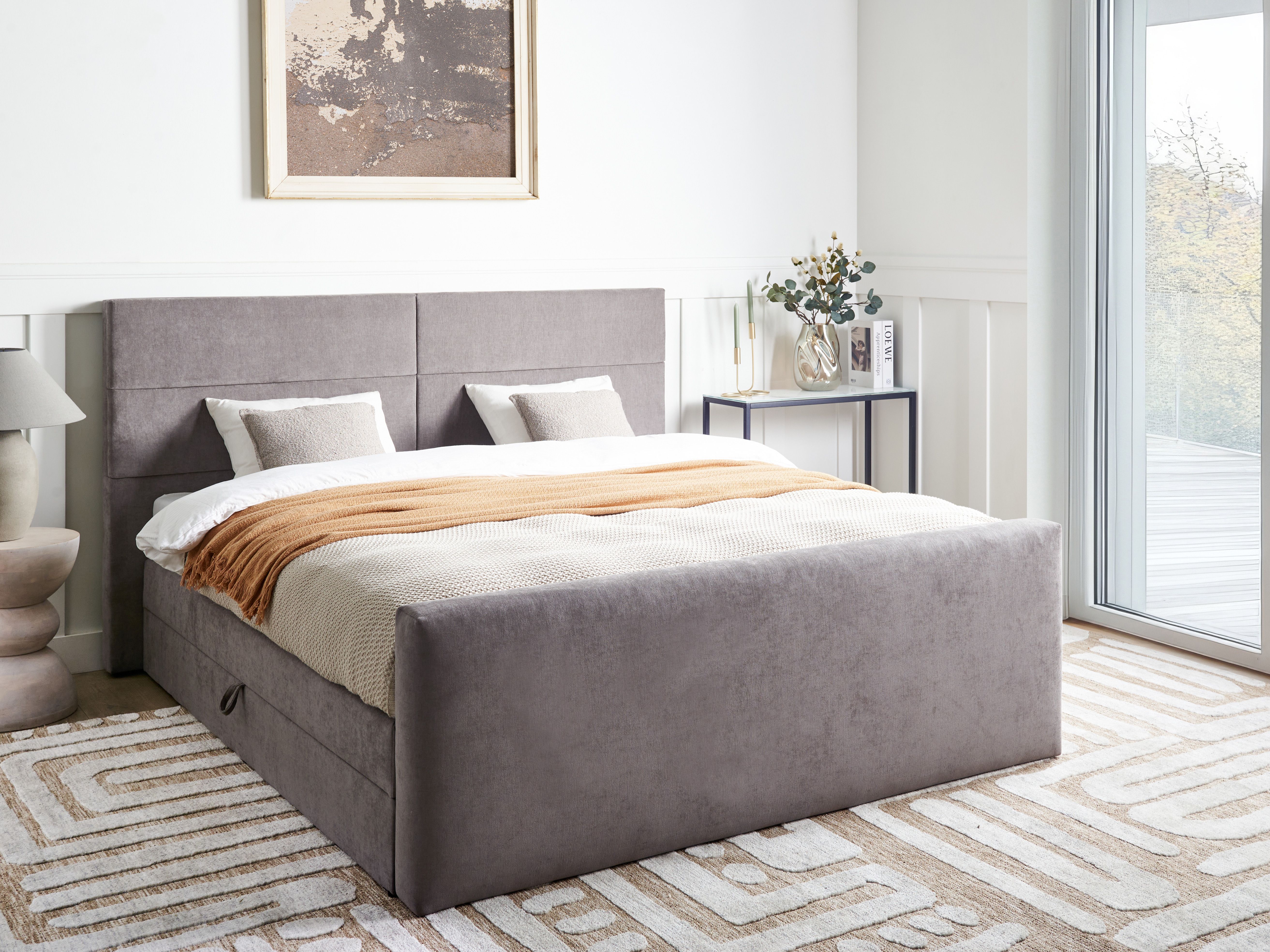 Divan Bed with Storage Fabric ARISTOCRAT 180 x 200 cm (EU Super King) Taupe