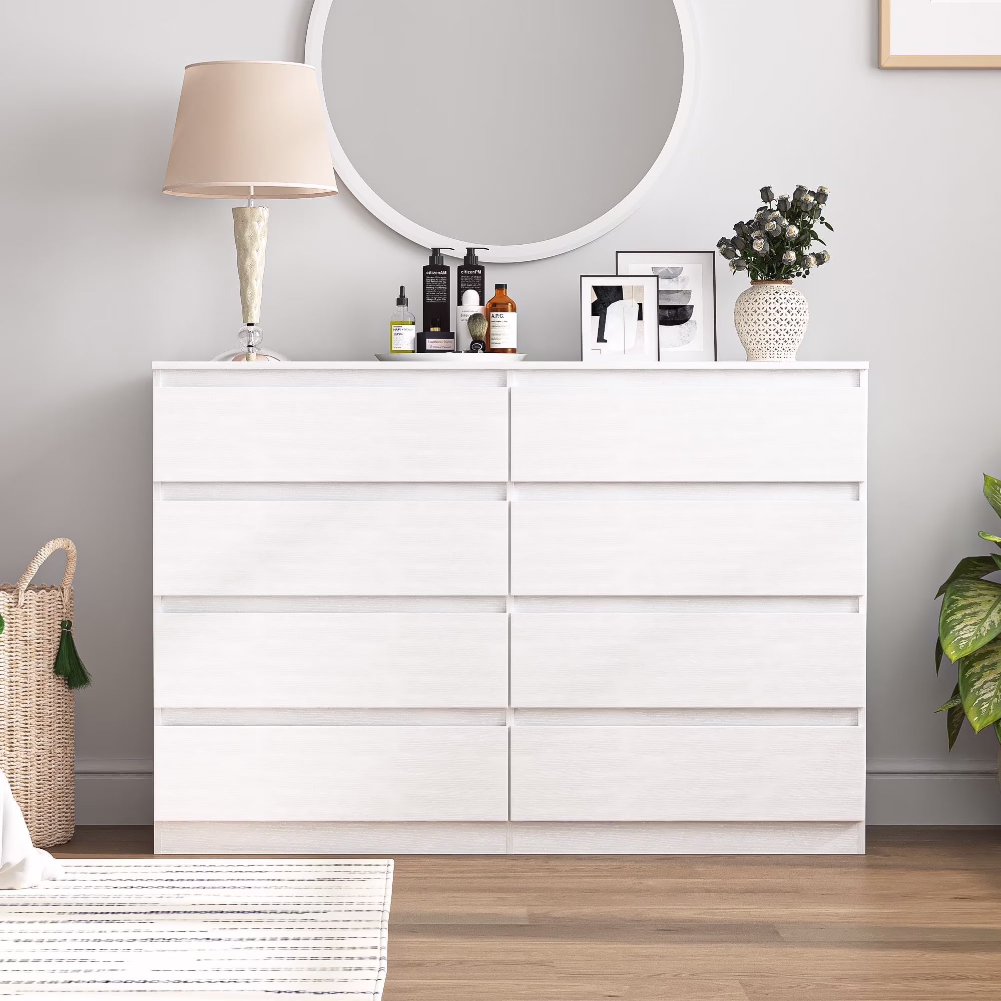 Kadyn White Chest of Drawer, 6 Double Drawer Dresser for Bedroom, Modern Storage Cabinet for Living Room, Dresser - Image 11