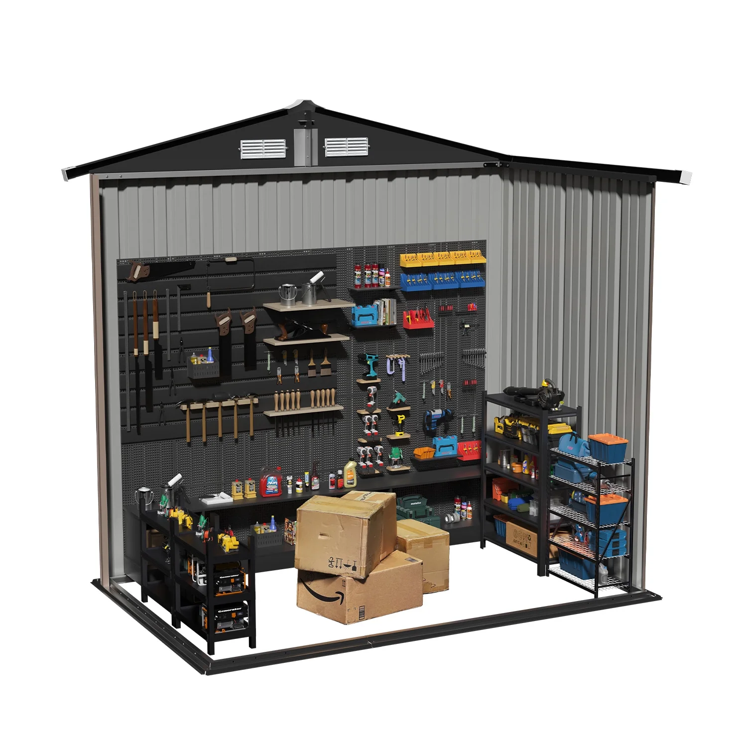 Clouddwell 6 ft. x 4 ft. Outdoor Storage Shed, Metal Garden Shed with Lockable Doors & Sloped Roof for Backyard, Patio, Poolside