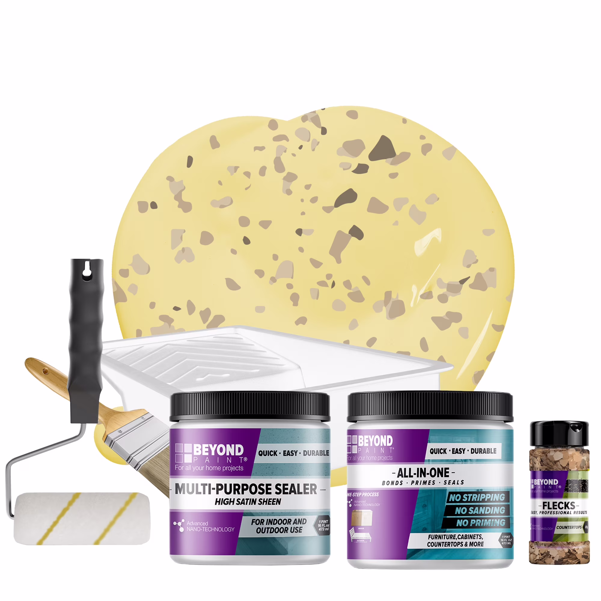 Beyond Paint Countertop Makeover Kit with Paint, Sealer, Flecks and Tools for Countertops, Bright White - Image 8