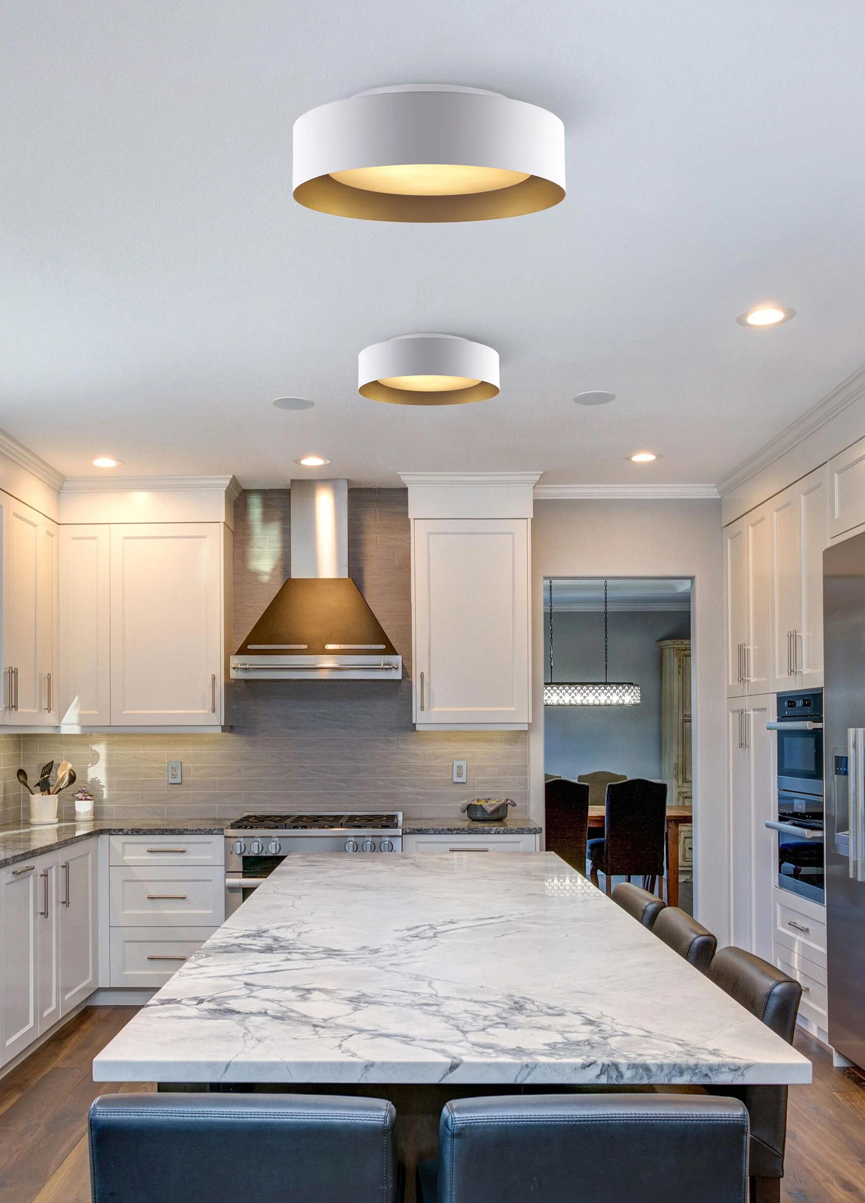 Bromi Design Lynch Metal Flush Mount Ceiling Light in White and Gold