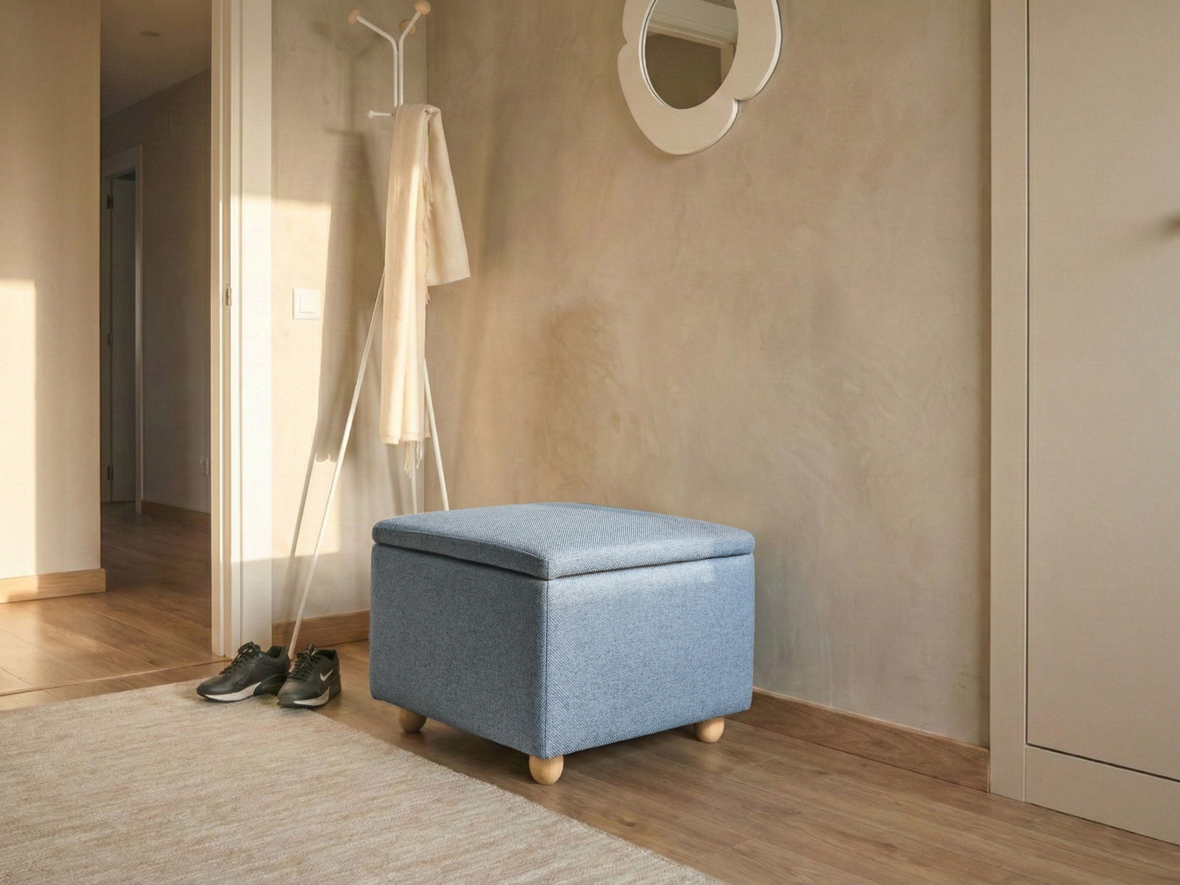 Storage Pouffe FERNDALE Fabric Blue
