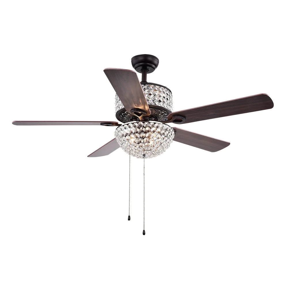 Laure Crystal 6-light Crystal 5-blade 52-inch Ceiling Fan (Optional Remote)