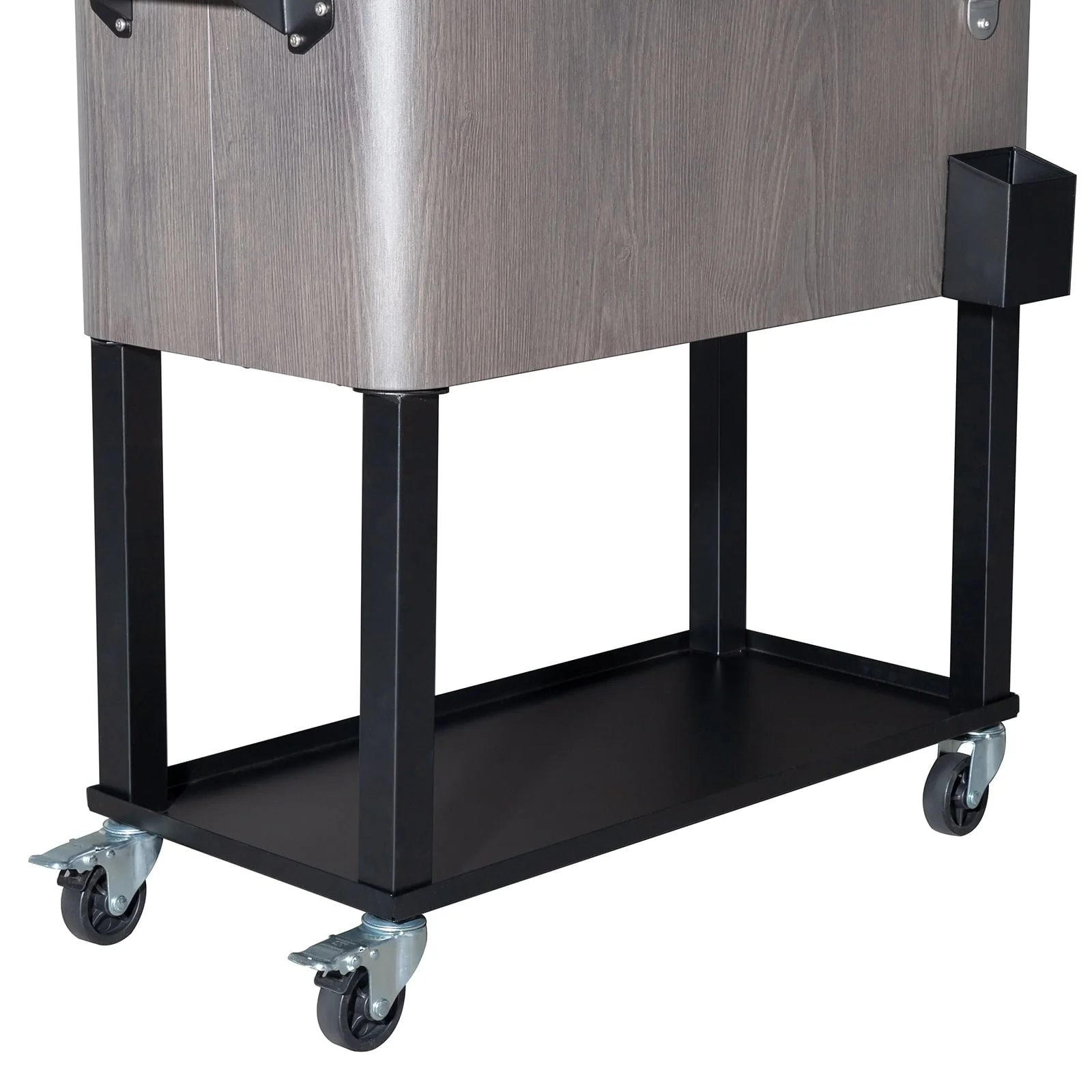 Winado 80QT Cooler Cart with Shelf Wood Grain Accent Rolling Outdoor Bar Cart with Cooler Gray