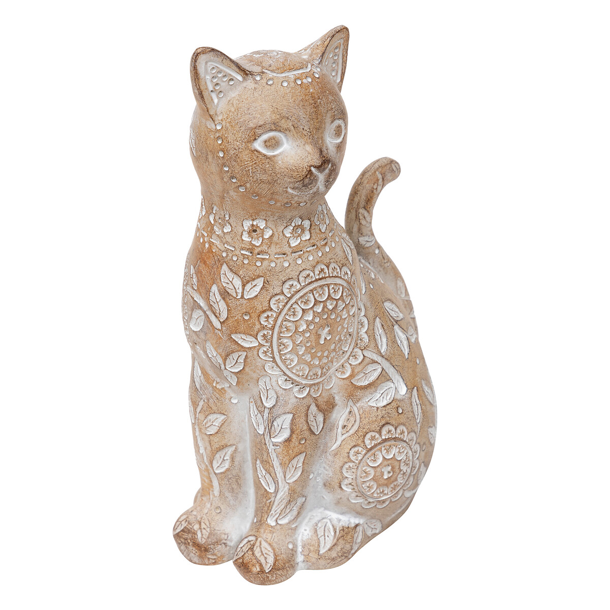 Cat statuette "Lindo" Beige, H.18.5 cm