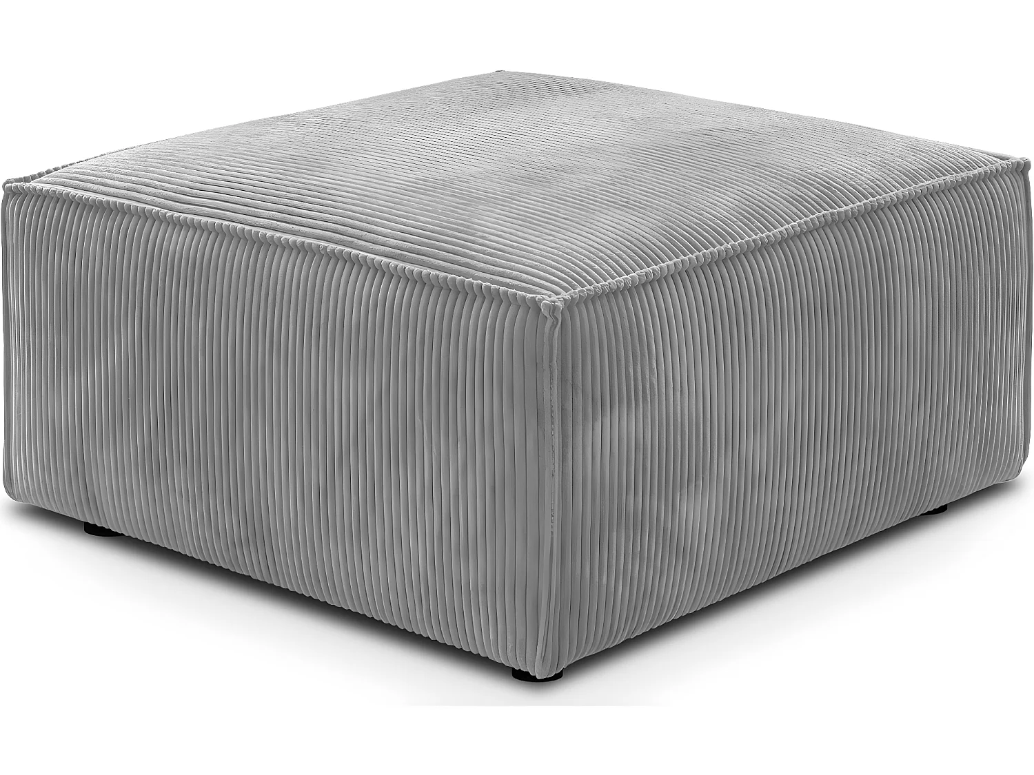 Pouf en velours côtelé gris clair - Harper