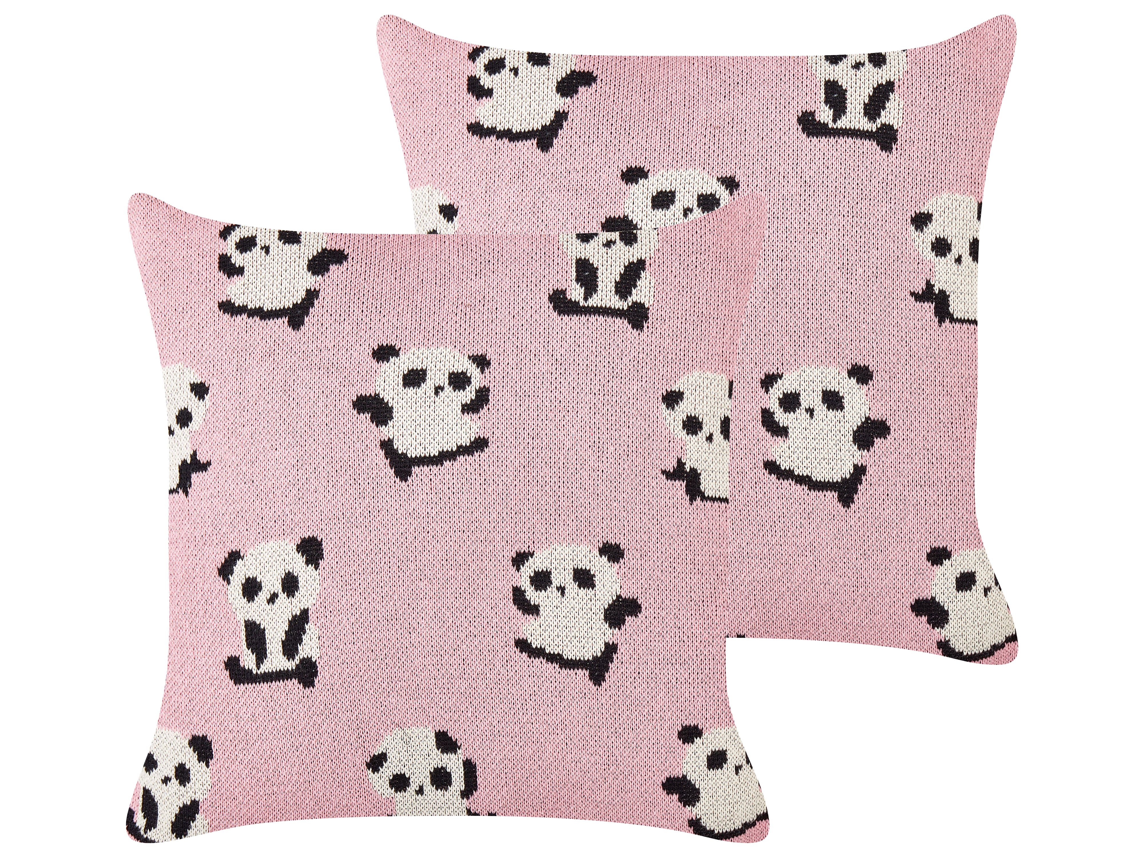 Set of 2 Decorative Cushions TALOKAN Cotton 45 x 45 cm Pink