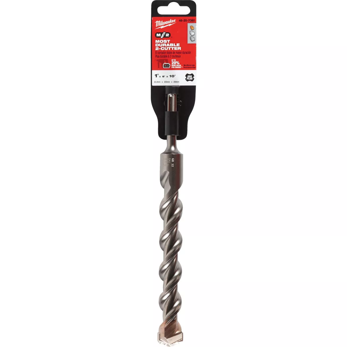Milwaukee M/2 SDS-Plus 1 In. x 10 In. 2-Cutter Rotary Hammer Drill Bit