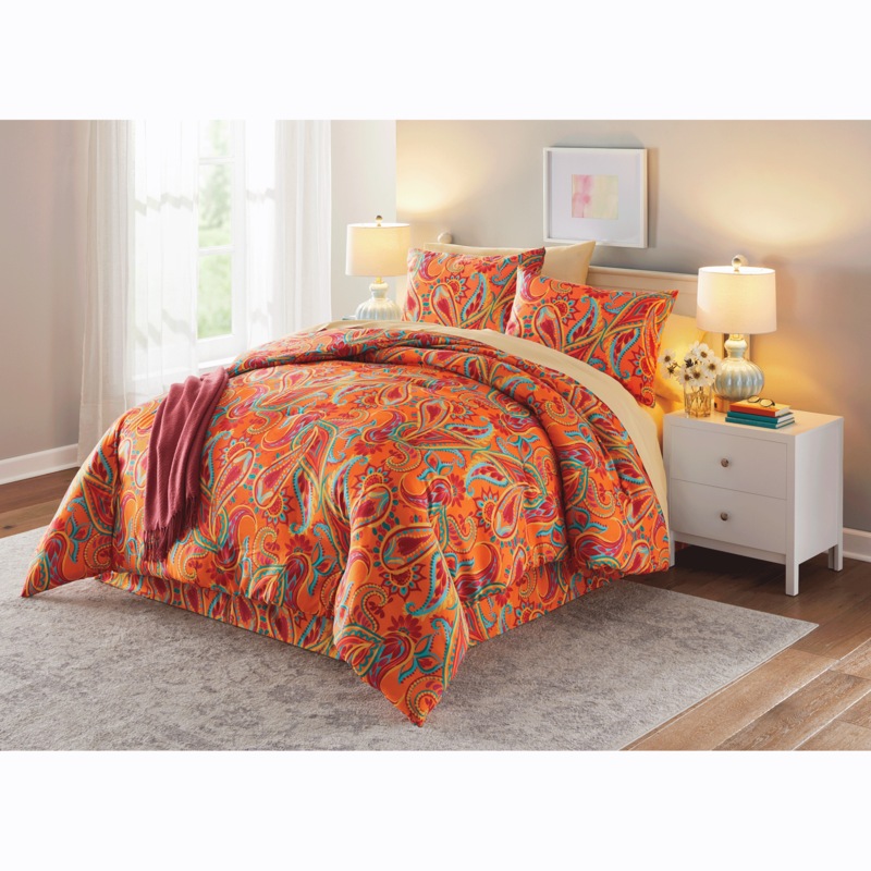 Bright Paisley Complete Bed Set, Panel Pair and Valance - MIDNIGHT VELVET CATALOG