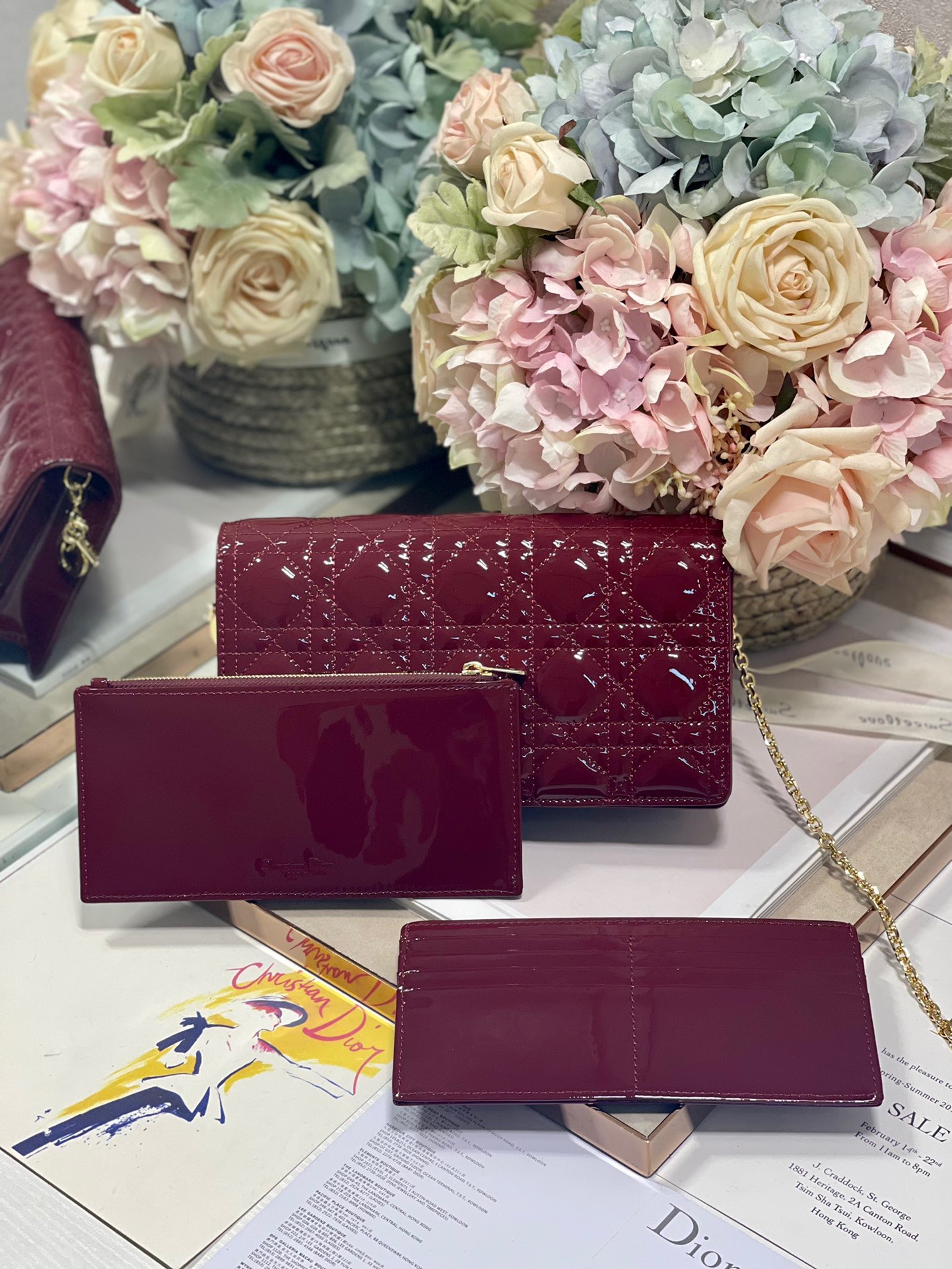 Christian Dior Lady Dior Pouch Maroon, For Women, Women’s Handbags 8.5in/21.5cm CD1:1High-quality replica