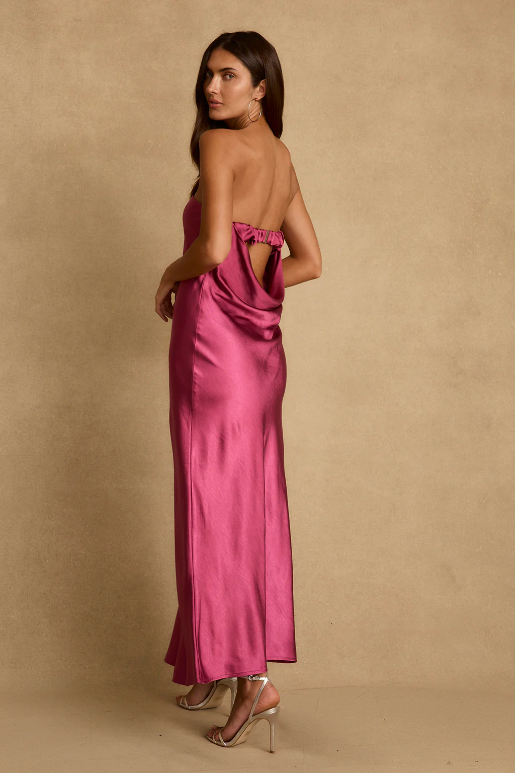 Natalia Fuschia Strapless Maxi Dress