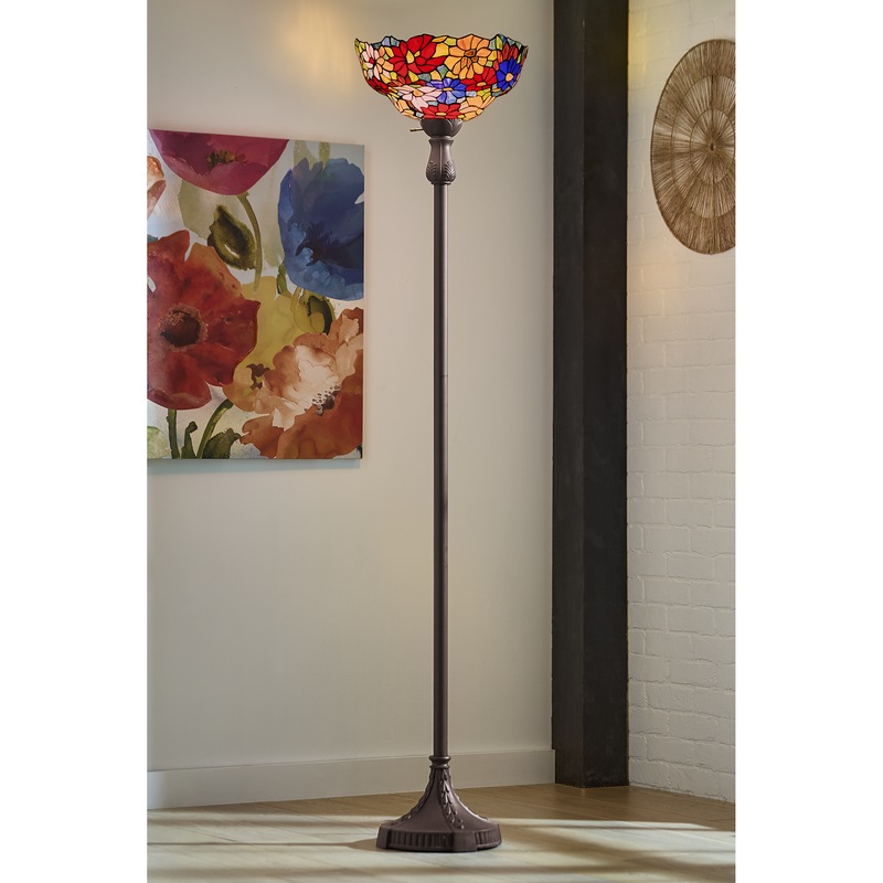 Stained Glass Flower Torchiere Floor Lamp - MIDNIGHT VELVET CATALOG
