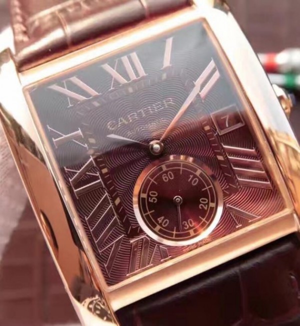 Replica Cartier Tank MC RG Brown Dial RG Mark Brown Leather Strap - Top club