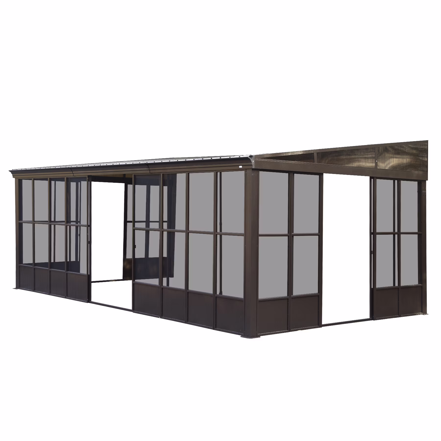 TOTAL Outdoor 10'x12' All-Season Sunroom Gazebo with Steel Roof, PVC Screen, Front & Side Door, Brown - Image 5
