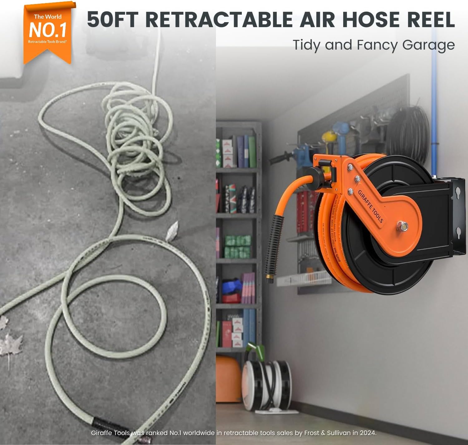 Giraffe Tools Retractable Air Hose Reel, 3/8
