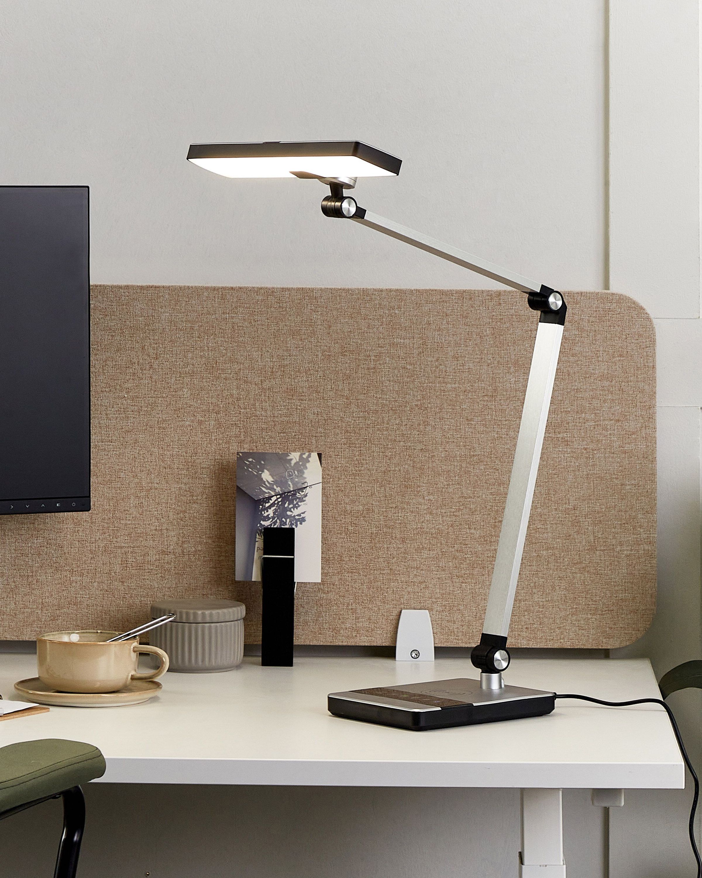 LED Desk Lamp LACERTA with Wireless Charger Metal Silver