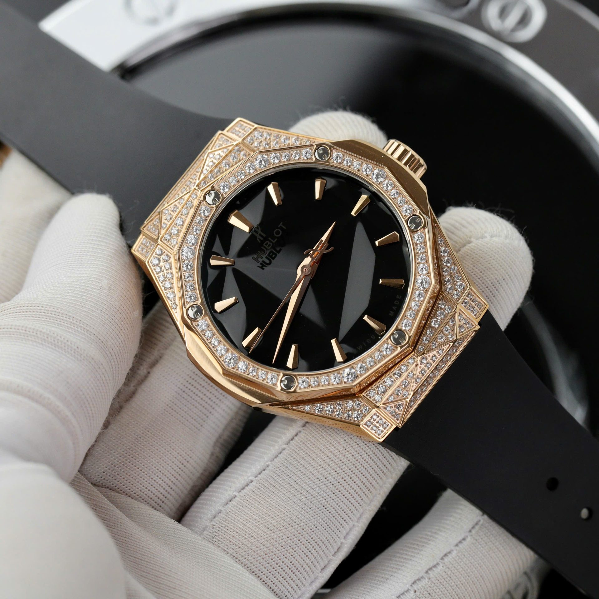 Hublot Orlinski King Gold Replica Watch Full Moissanite Diamond 40mm - Top club