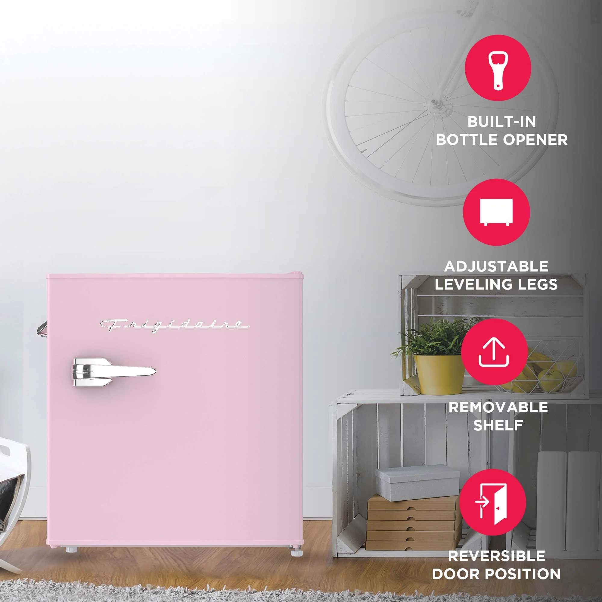 Frigidaire 1.6 Cu ft. Retro Compact Refrigerator with Side Bottle Opener, Coral - Image 19