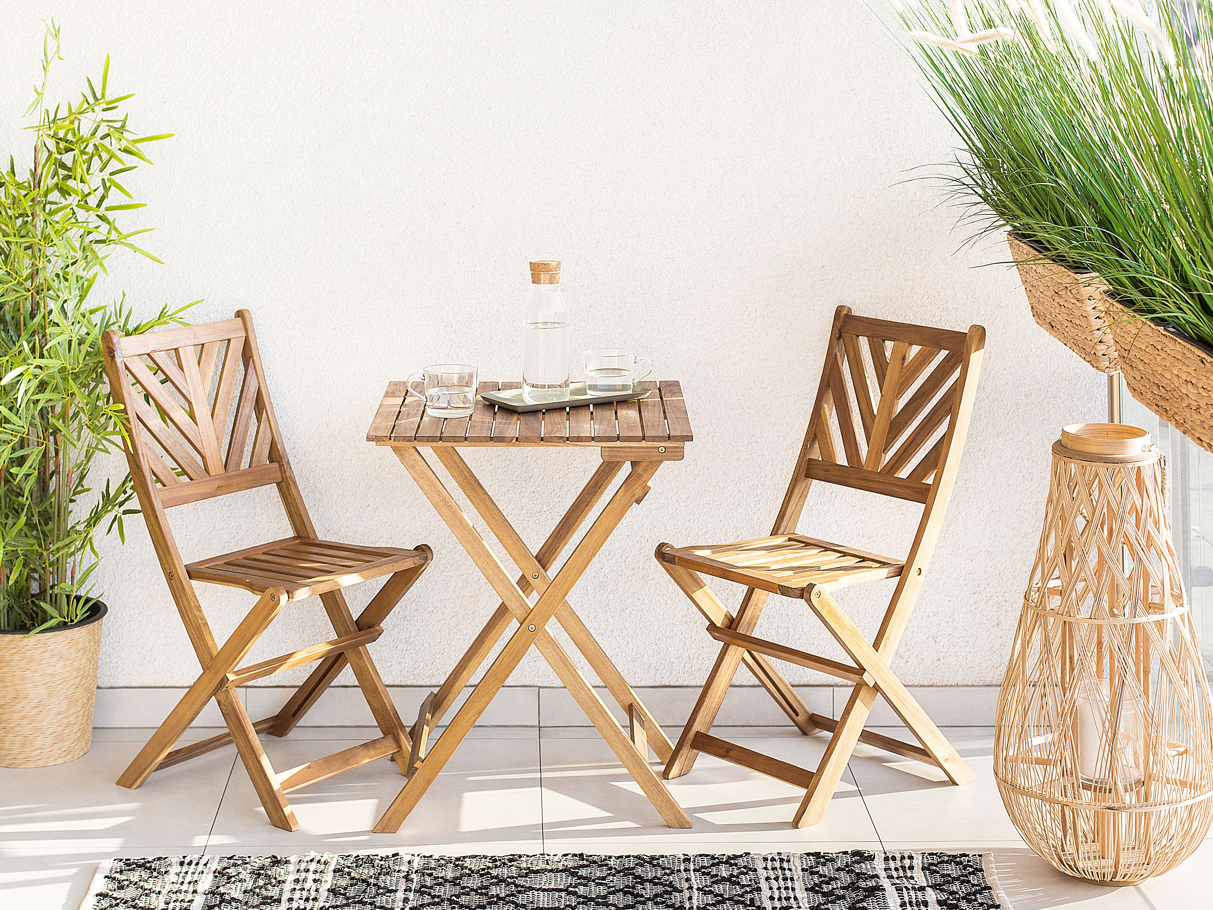 Bistro Set Folding TERNI Acacia Wood Brown