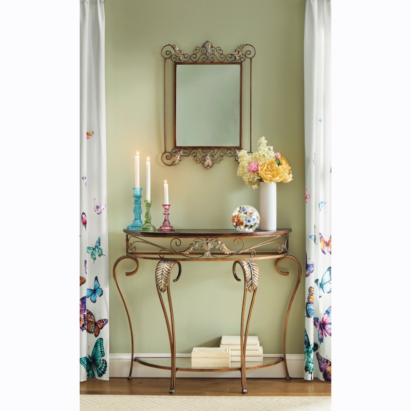Metal Leaf Console Table and Mirror - MIDNIGHT VELVET CATALOG