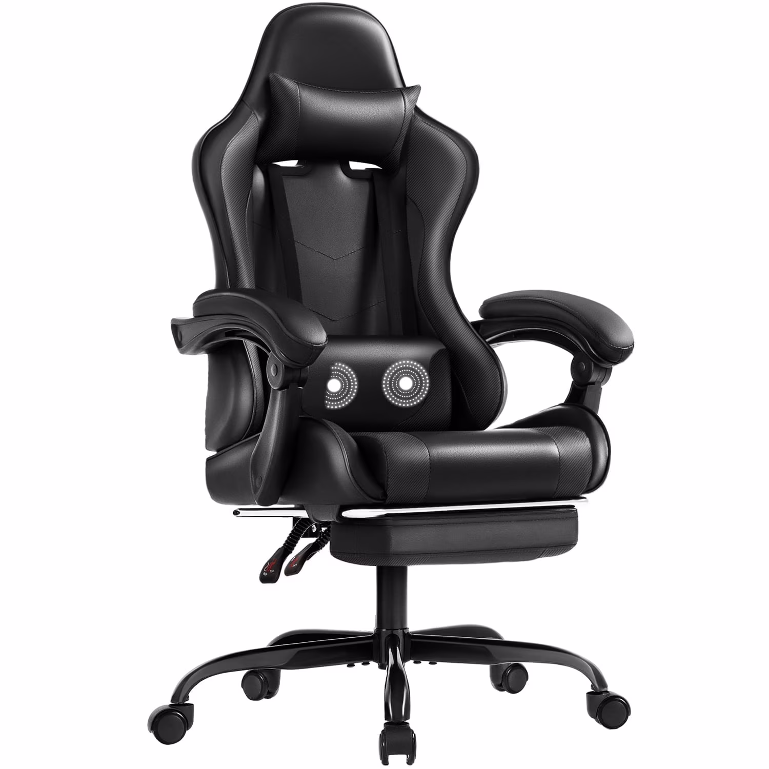 Lacoo PU Leather Gaming Chair Massage Ergonomic Gamer Chair Height Adjustable Computer Chair with Footrest & Lumbar Support, White - Image 15