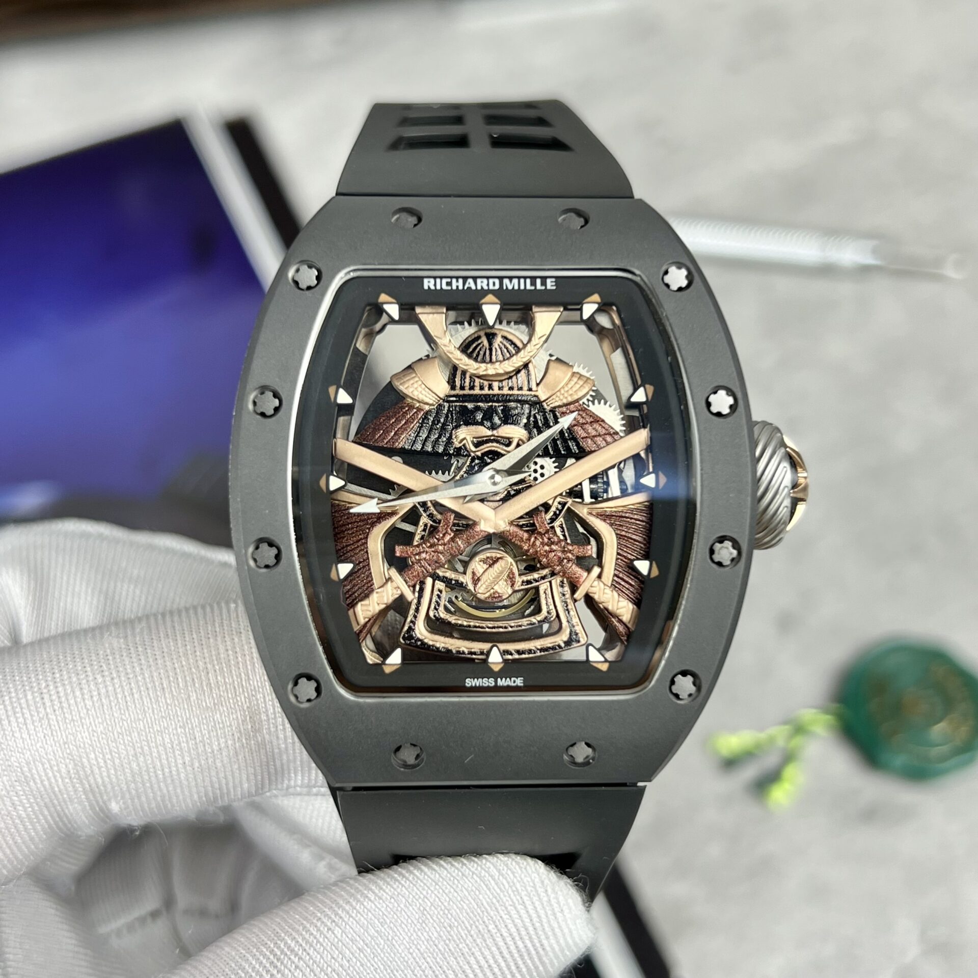 Richard Mille RM47 Best Replica Watch Black Rubber Strap Samurai Dial 42.7mm - Elite Watch Atelier