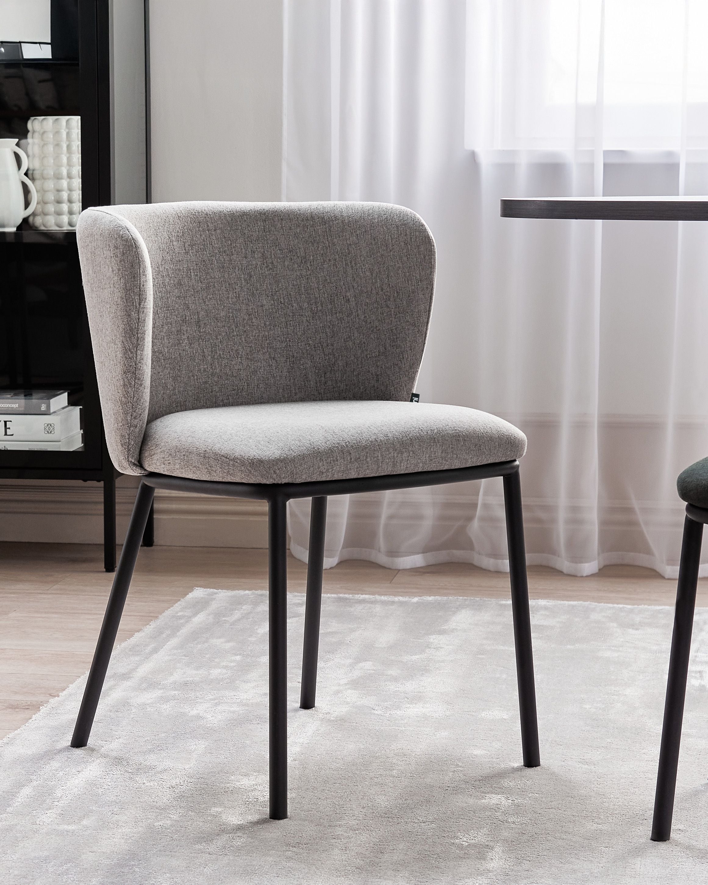 Set of 2 Dining Chairs MINA Fabric Grey