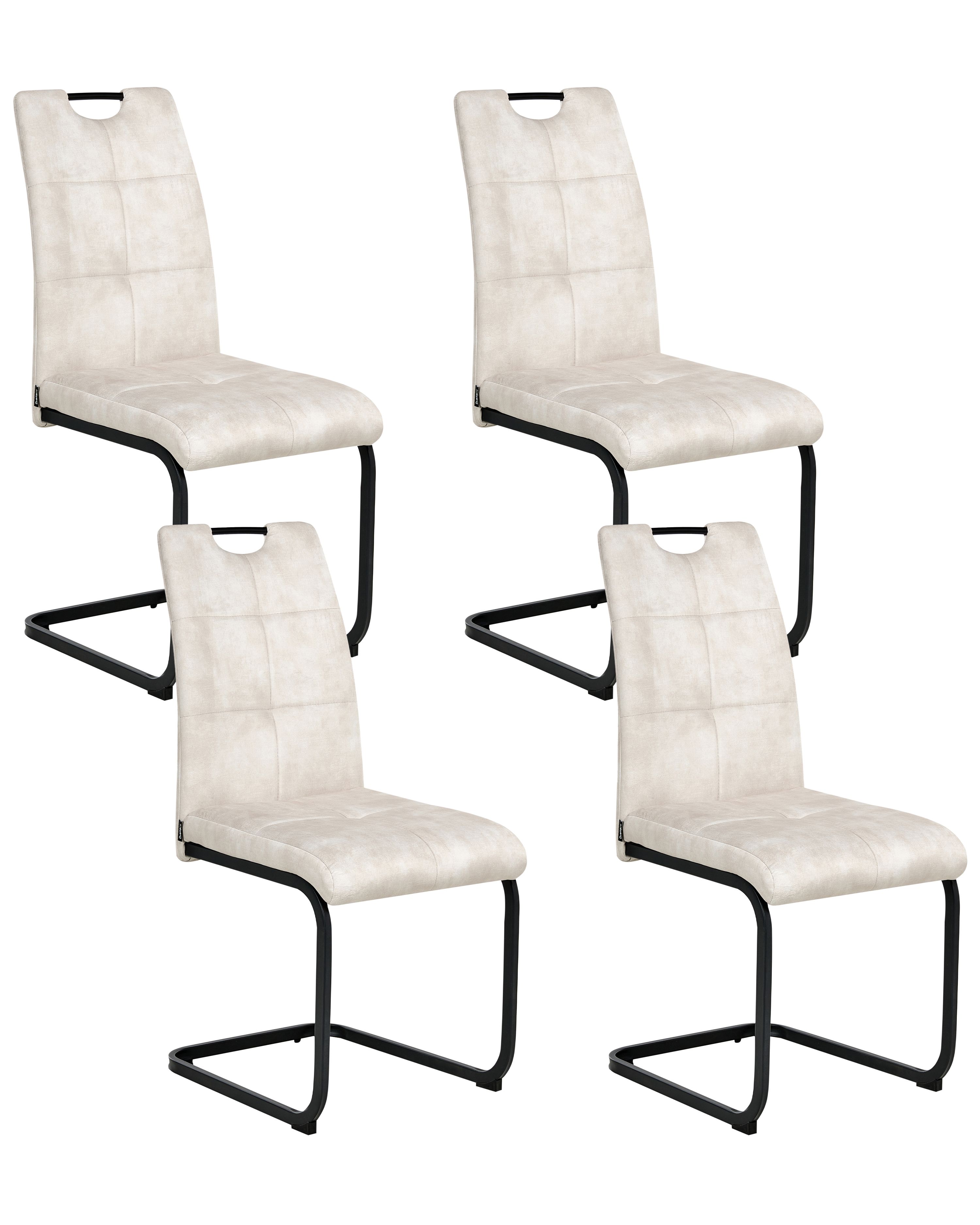 Set of 4 Dining Chairs CISCO Fabric Light Beige