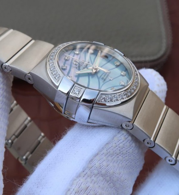 Replica Omega V6 Constellation 27mm SS Blue Dial Diamonds Markers SS Bracelet A8520 - Top club