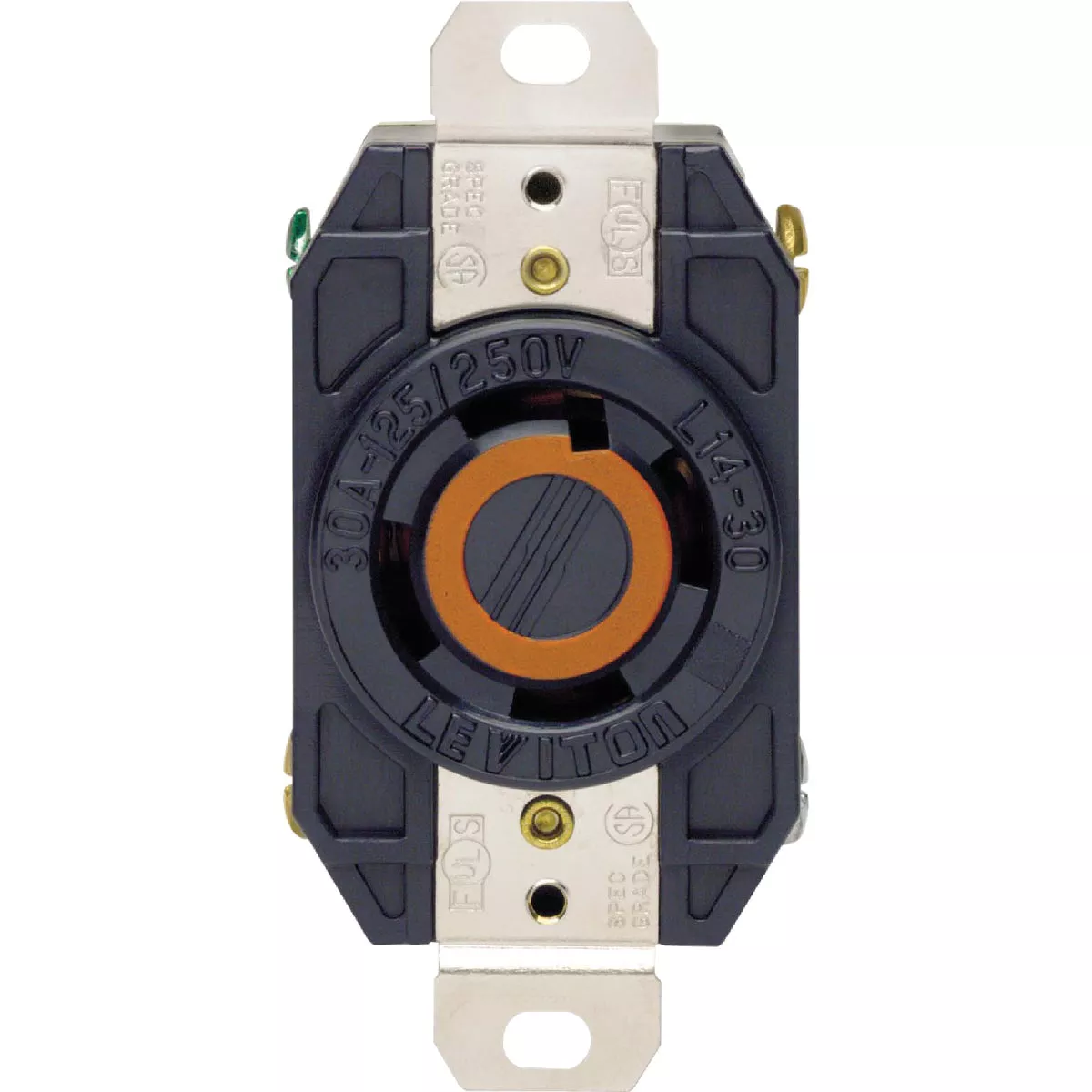 Leviton 30A 125V/250V Black Industrial Grade L14-30R Locking Outlet Receptacle