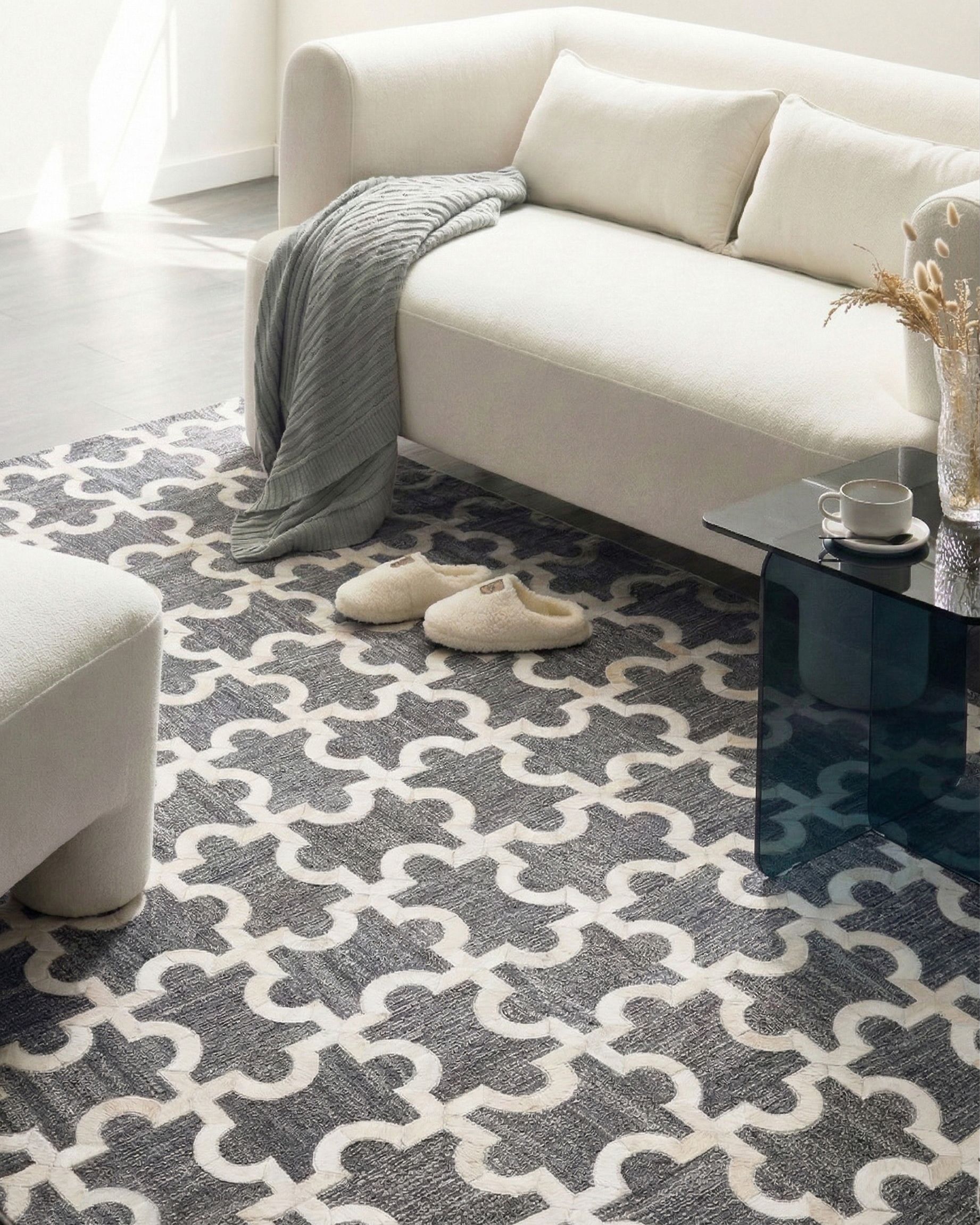 Rug YEDISU Dark Grey 160 x 230 cm Leather