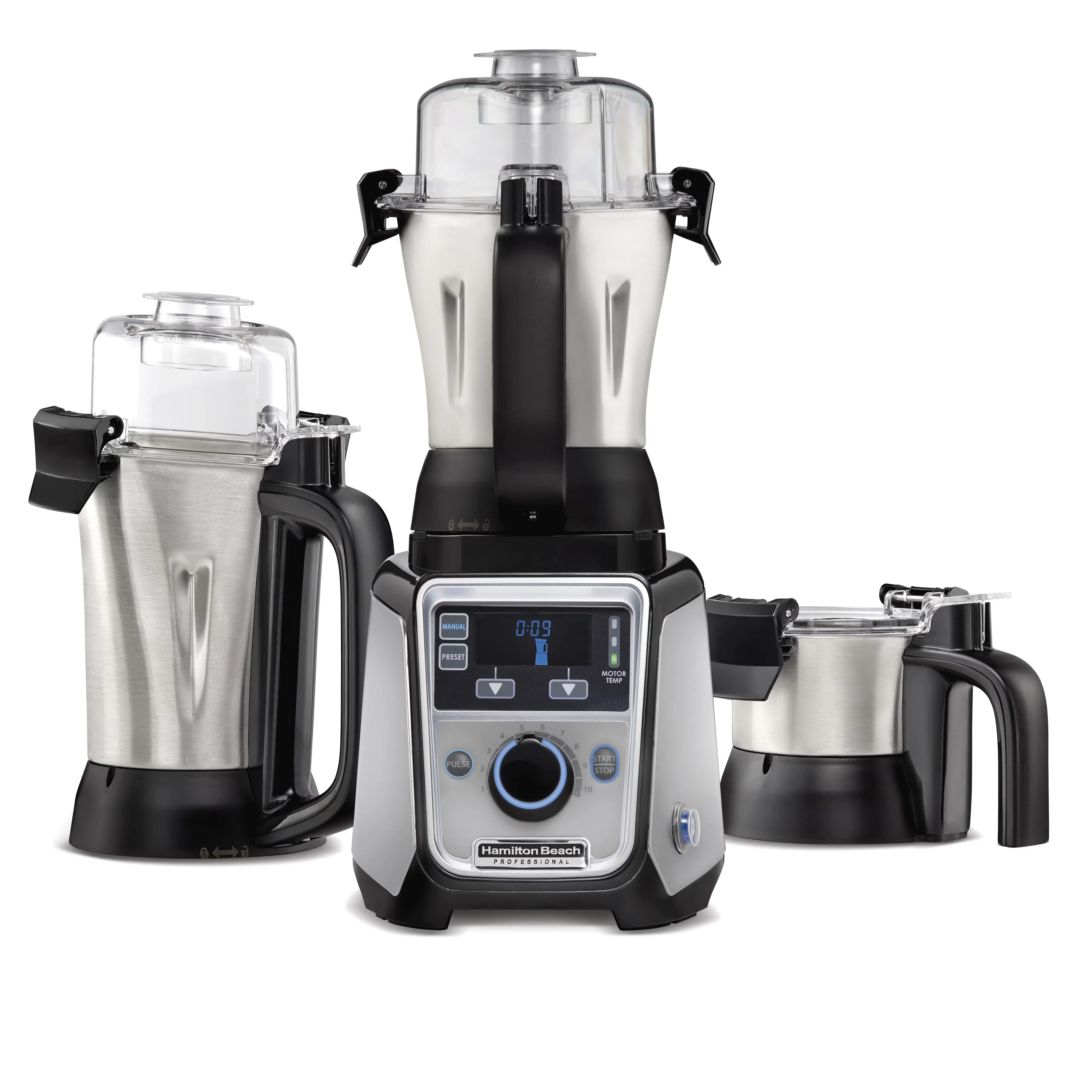 Hamilton Beach Professional Juicer Mixer Grinder 2.2 HP 120V With 3 Stainless Steel Jars, 1.5 Liters - 58770