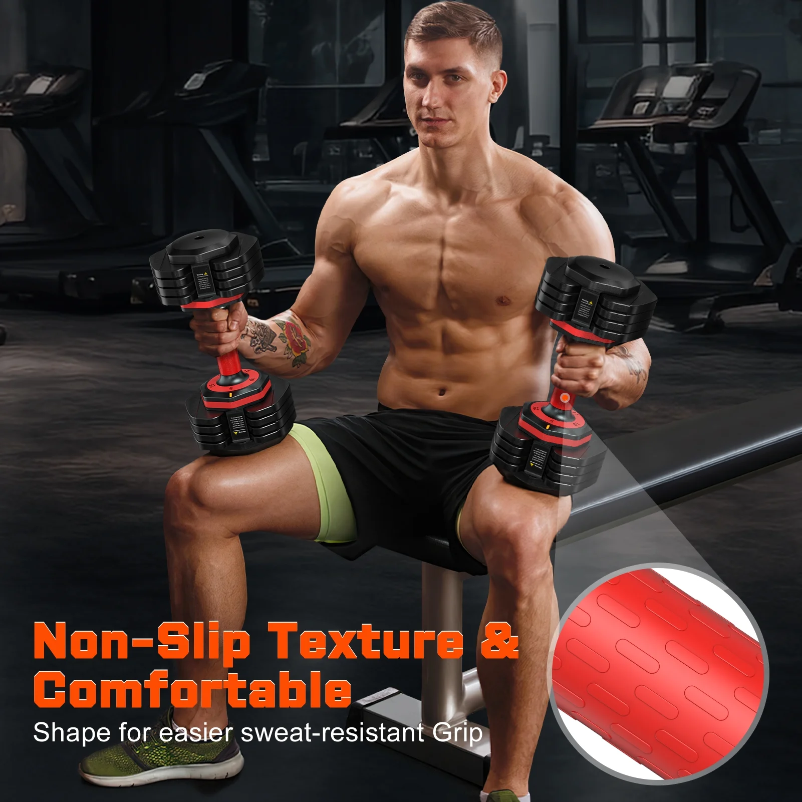 GIKPAL 50lb(25lb*2) 5 in 1 Adjustable Dumbbells 25LB set of 2 Adjustable Free Weights Plates and Rack - Hand Weights for Women and Men - Adjust Weight for Home Gym Full Body Workout Fitness - Image 8