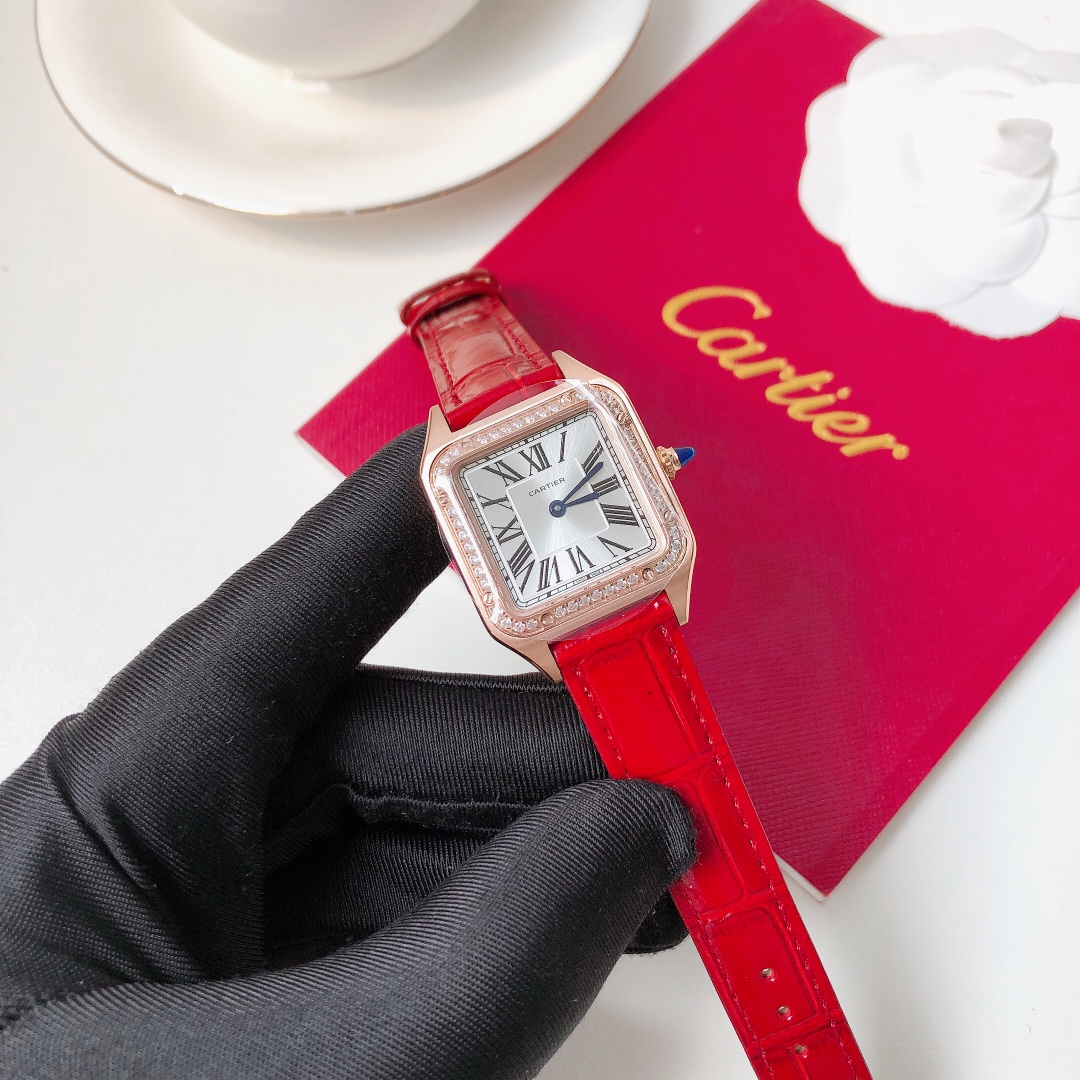 Santos Demoisell Santos Platinum Diamonds Collection - Steel Mini - Red(1:1 replica) - Top club