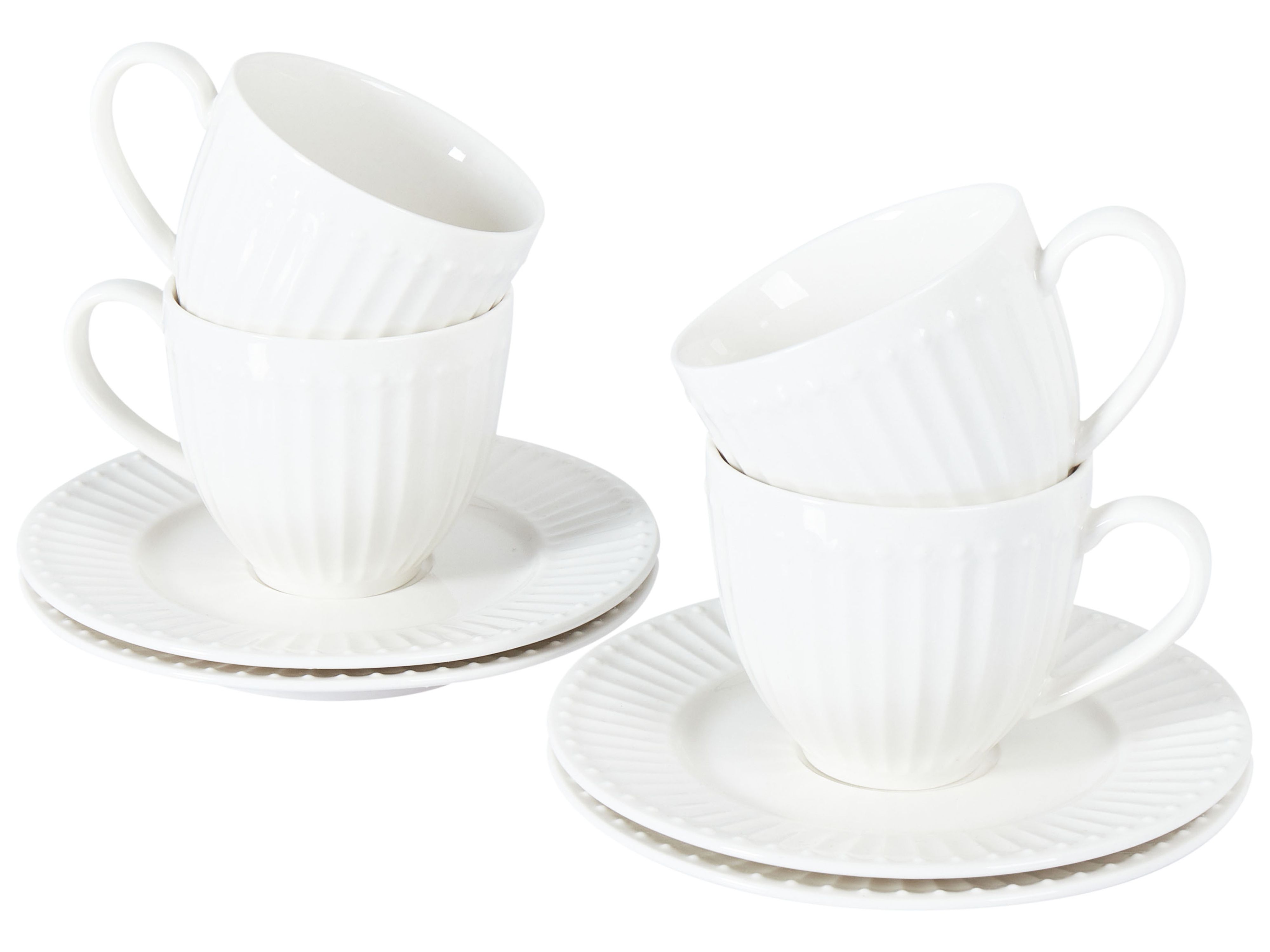 Set of 4 Cups with Saucers COWSLIP Porcelain White