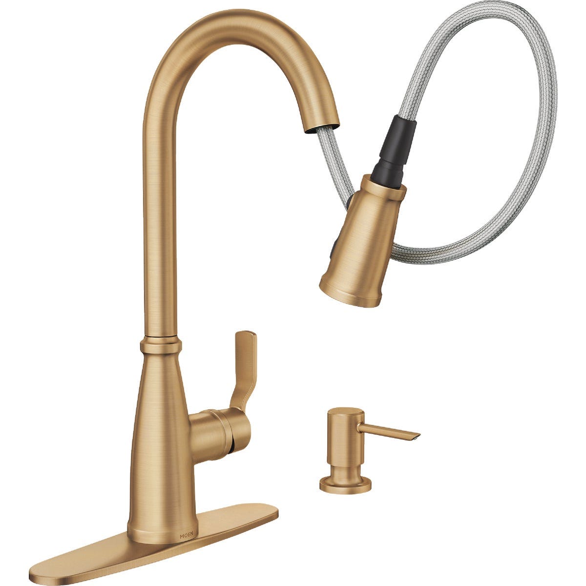 Moen Nolia 1-Handle Pull-Down High Arc Kitchen Faucet, Bronzed Gold