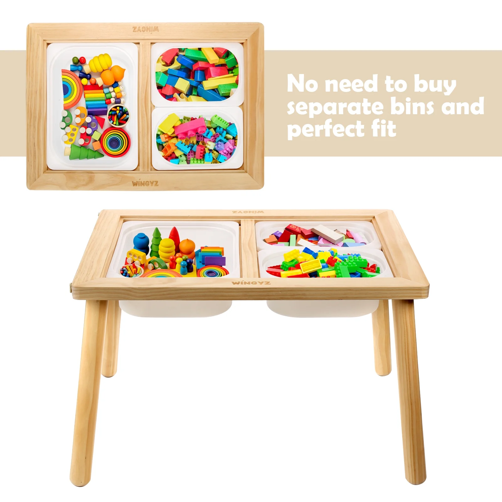 Sweet Time Toddler Sensory Table Chairs, Wood Kids Activity Table with Storage Play Study Furniture - Image 10