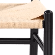 Alden Design Mid-Century Metal Dining Chairs with Woven Hemp Seat, Set of 2, Black