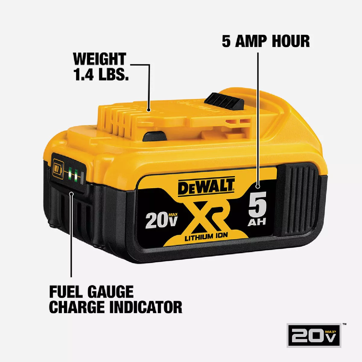 DEWALT 20V MAX Lithium-Ion 5.0 Ah Battery Pack & Charger Kit