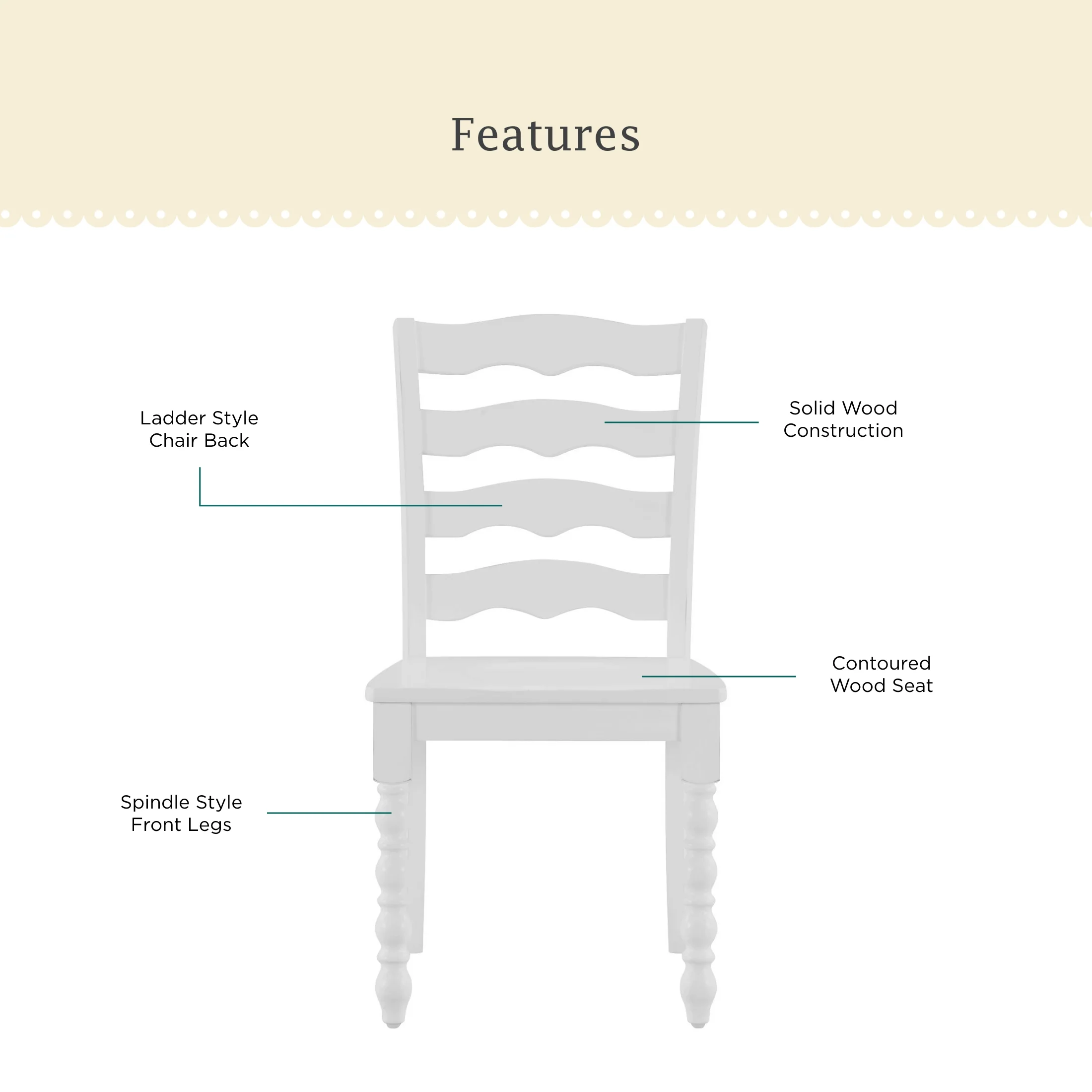 Pioneer Woman Harper Solid Wood Dining Chairs, 2 Pack, White