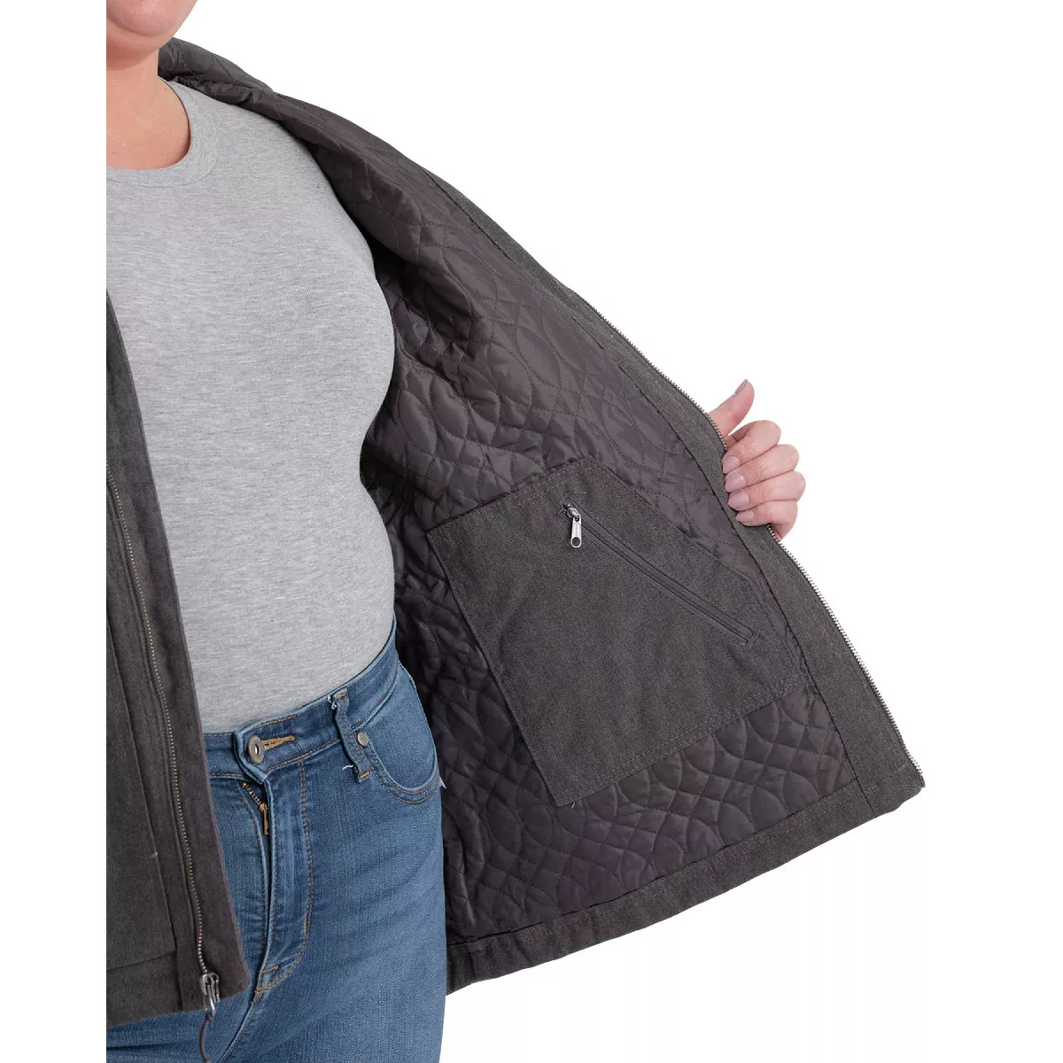 Berne Women's Small Titanium Heathered Duck Hooded Jacket