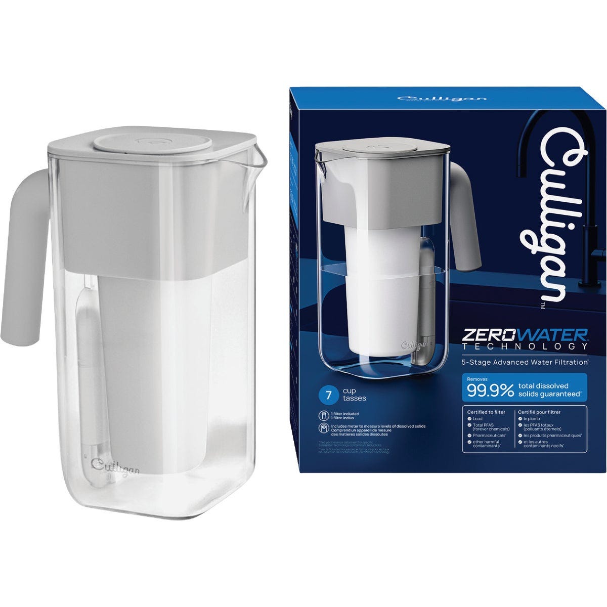 Culligan Zero 7-Cup Water Filter Pitcher, Blue