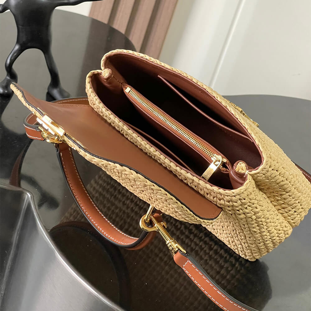CELINE TEEN NINO BAG IN Raffia and calfskin(HIGH-END GRADE)1:1High-quality replica