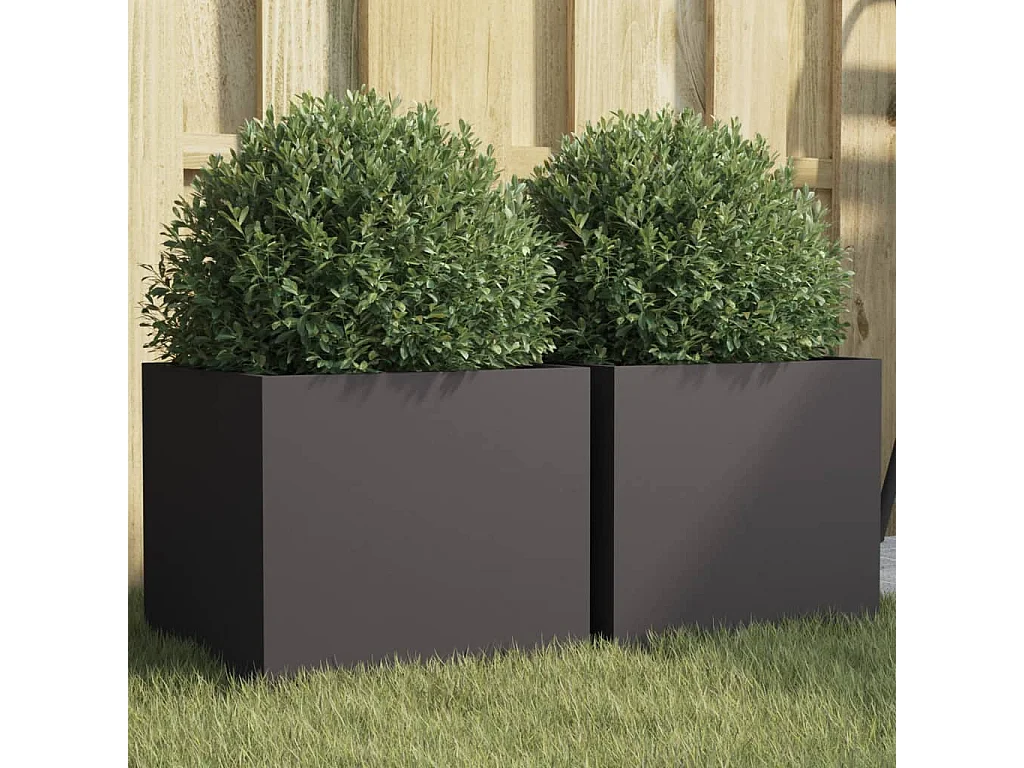Jardinières 2 pcs noir 32x30x29 cm acier laminé à froid FR69817