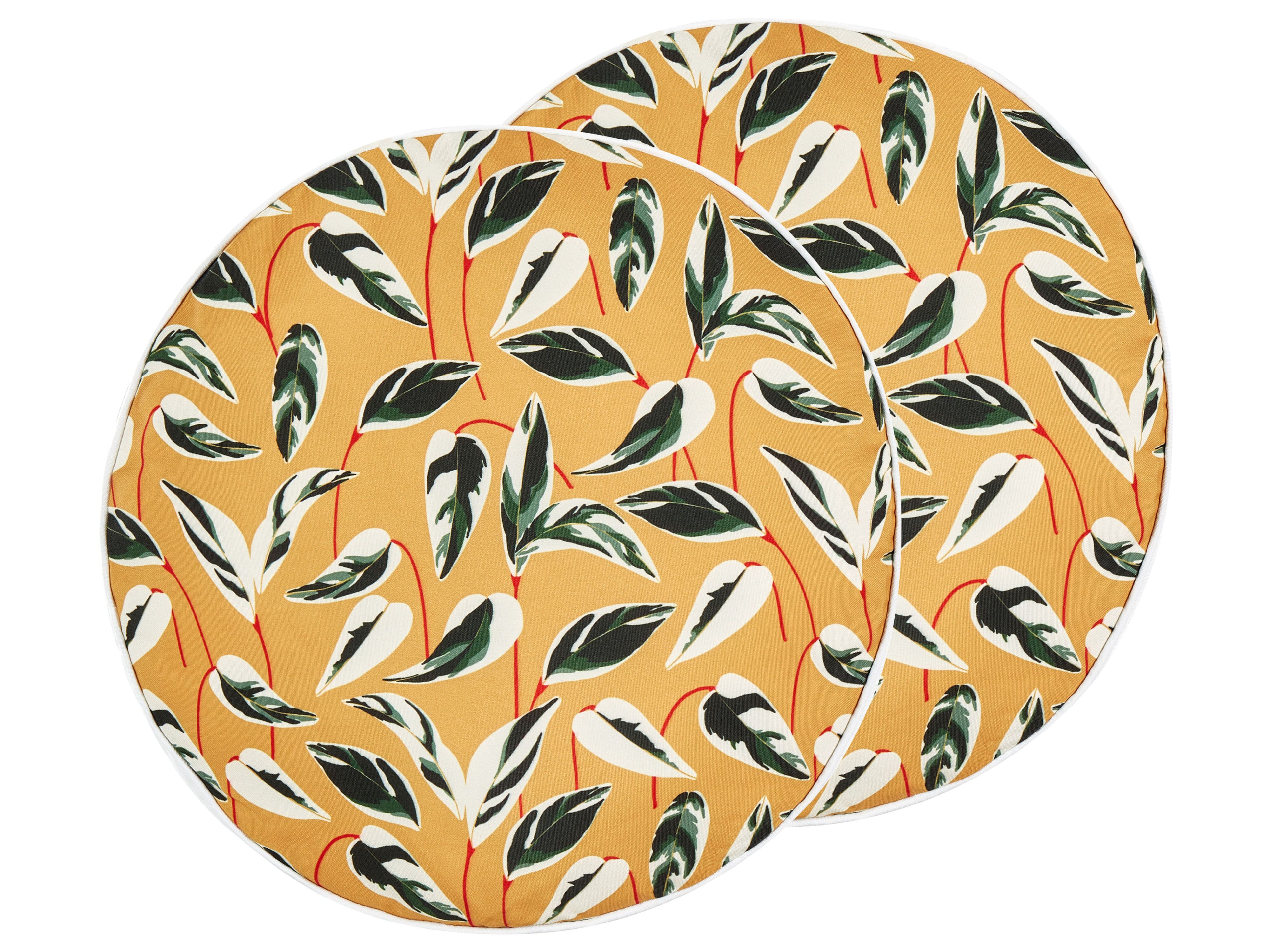 Set of 2 Outdoor Cushions TAGGIA Plant Pattern 40 x 40 cm Yellow