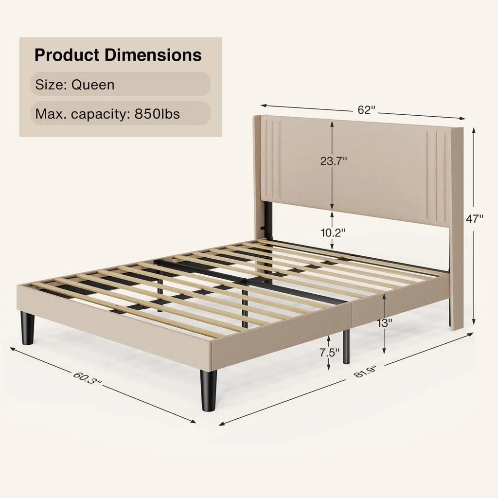 Aiho 4 Pieces Bedroom Furniture Set, Includes Queen Bed Frame, Nightstands Set of 2, Double Wide 6-Drawer Dresser - White - Image 8