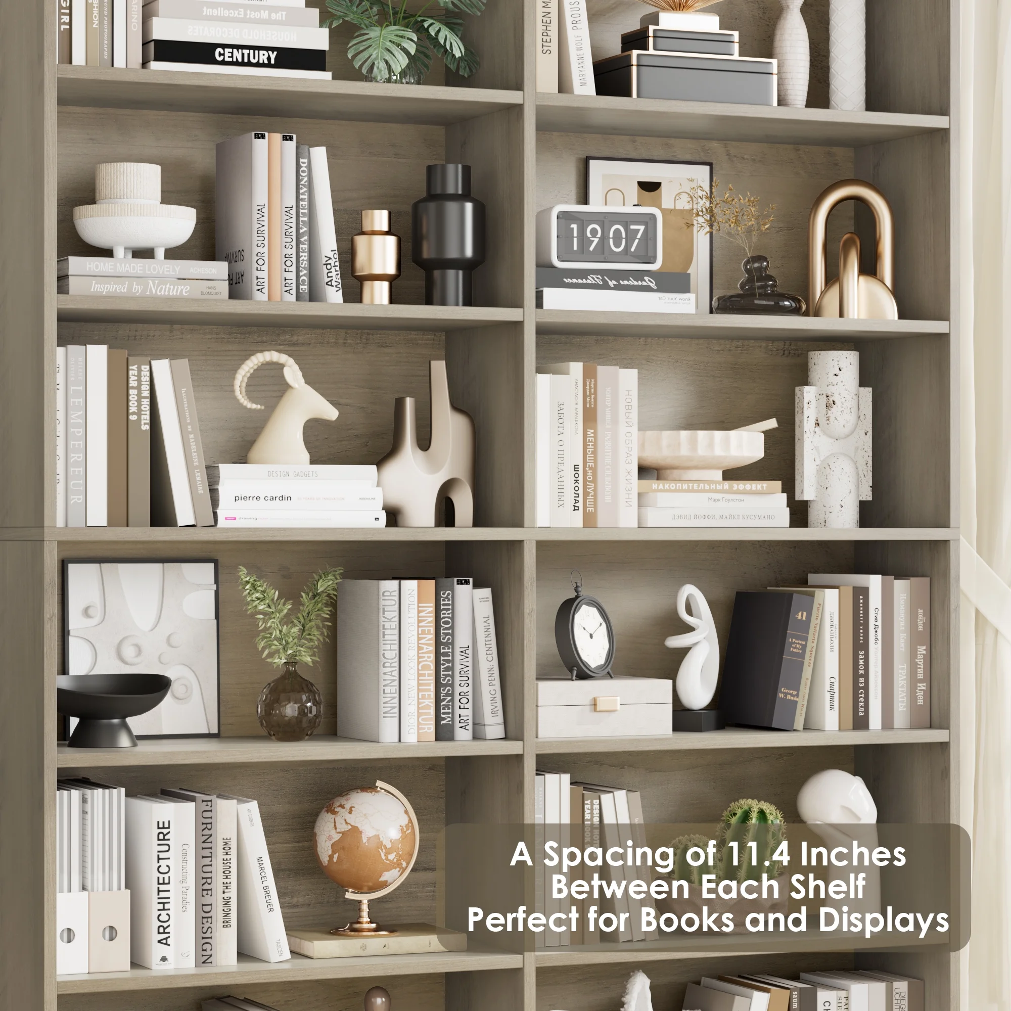 Homfa 74.3�� Double Wide 6-Tier Bookcase, Extra Large Wooden Freestanding Display Bookshelf for Home Office Living Room, White - Image 37