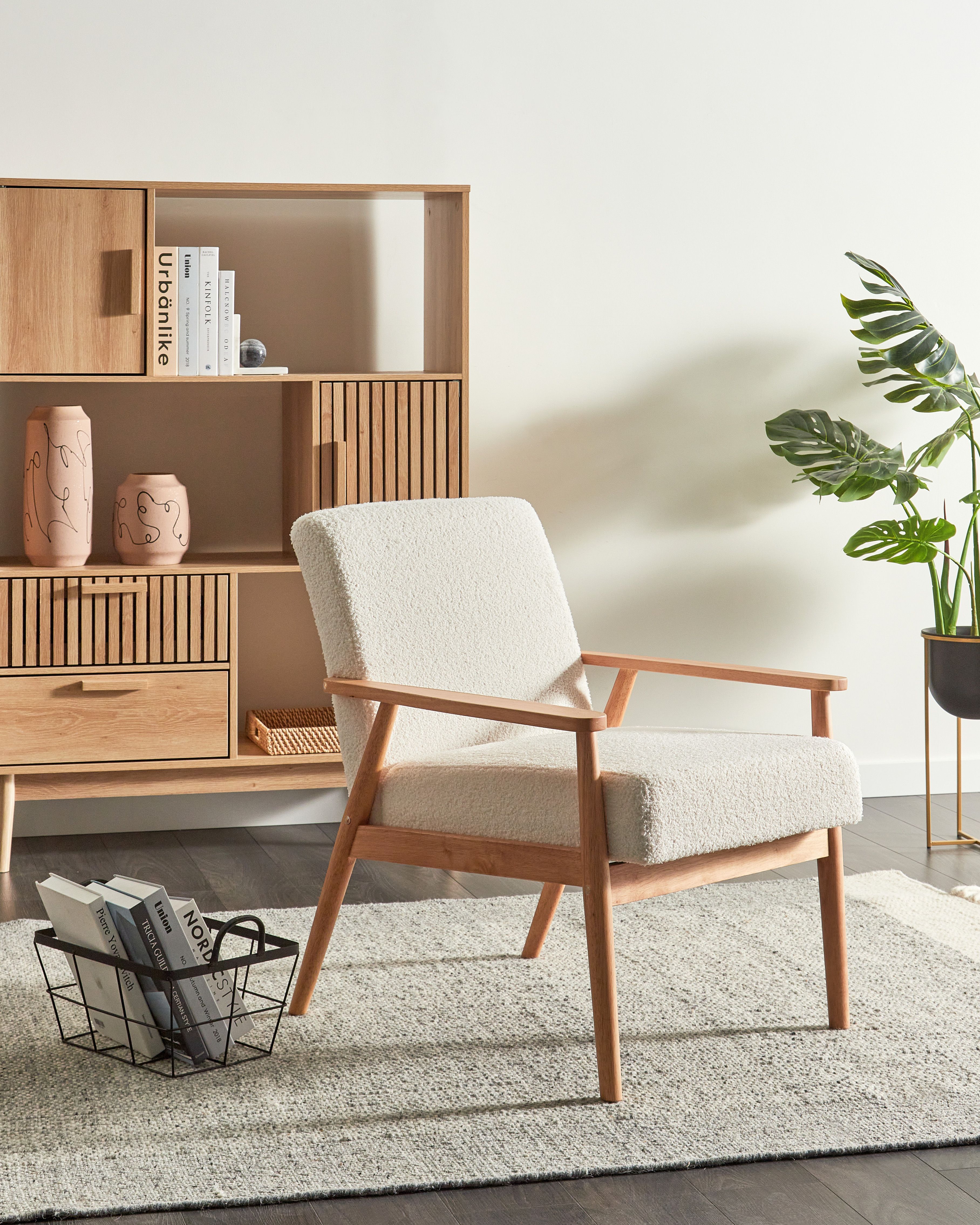 Armchair ESRUM Boucle Light Brown/ White