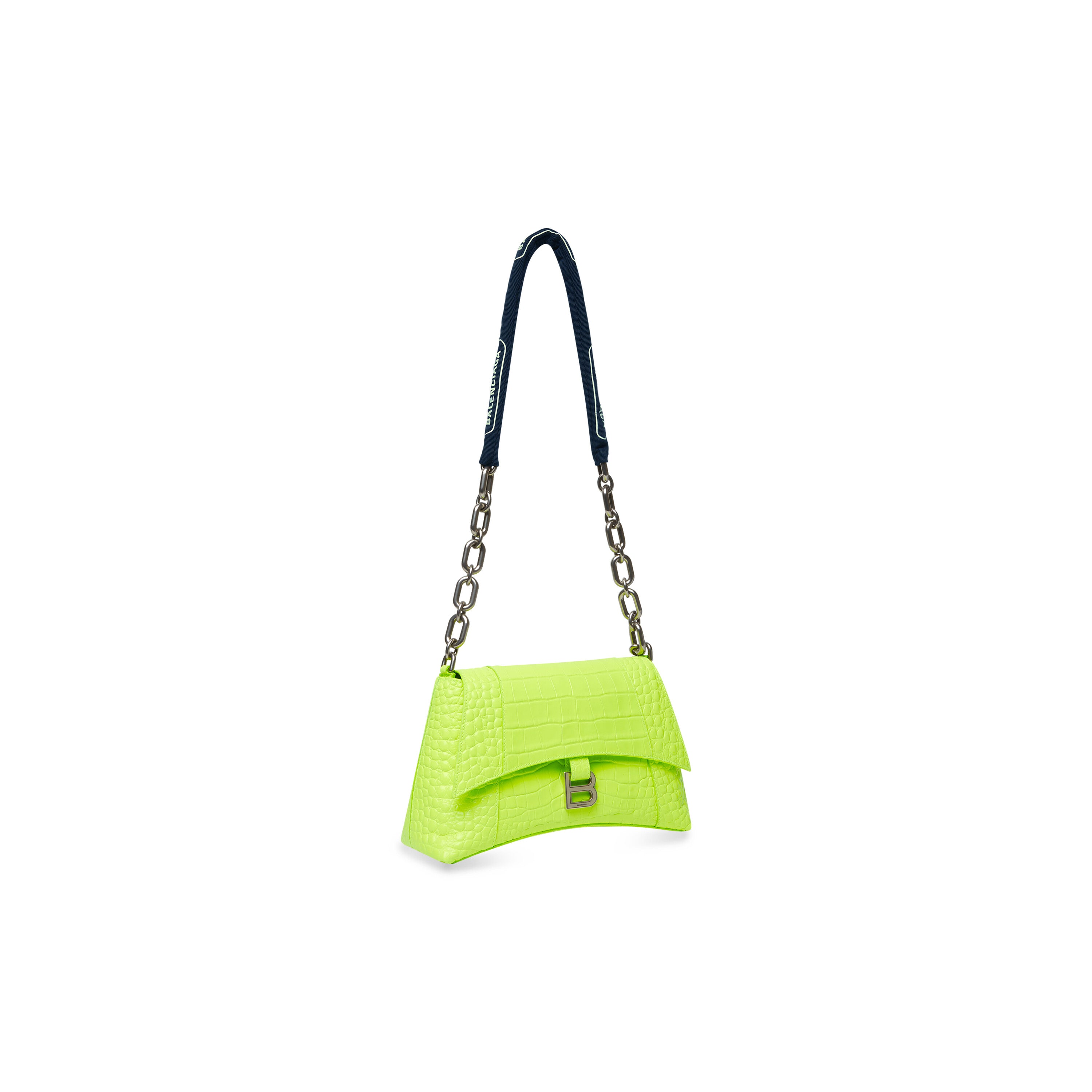 WOMEN'S DOWNTOWN SMALL SHOULDER BAG WITH CHAIN CROCODILE EMBOSSED IN YELLOW - Replicaclubs
